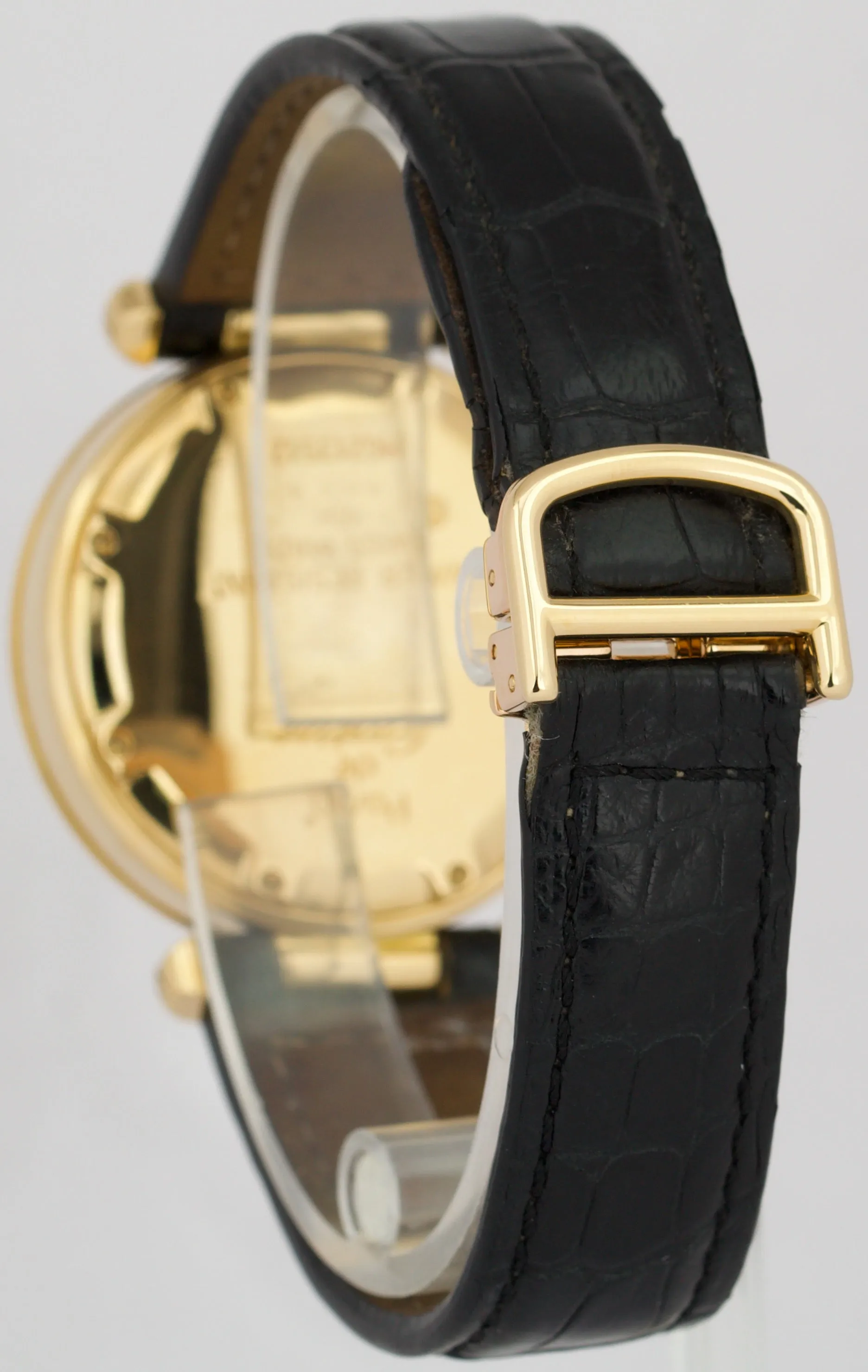 Cartier Pasha Chronograph 35mm WHITE 18K Yellow Gold Leather Quartz Watch 1353.1