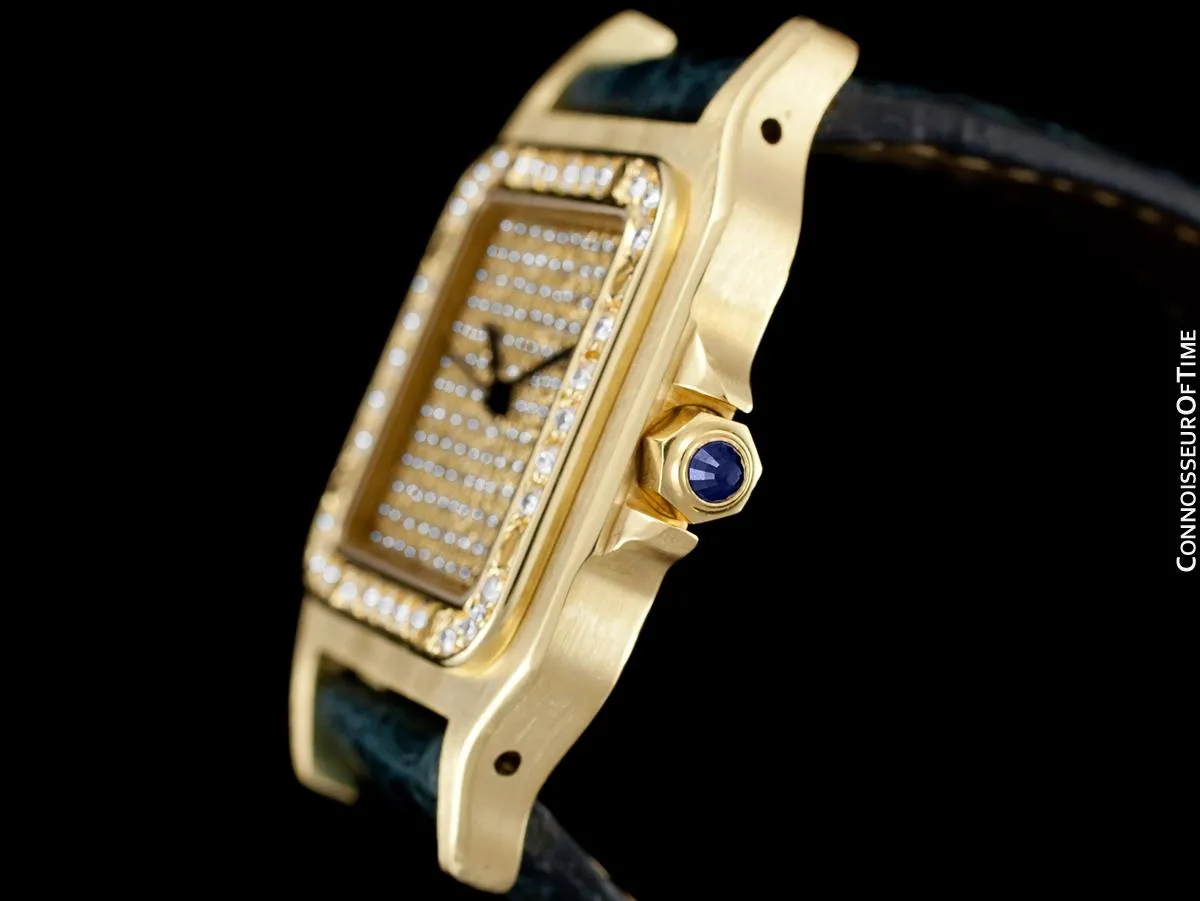 Cartier Santos Mens Automatic Watch - 18K Gold & Diamonds