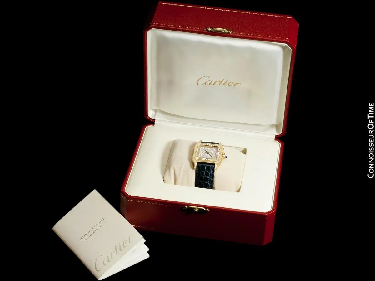 Cartier Santos Mens Automatic Watch - 18K Gold & Diamonds