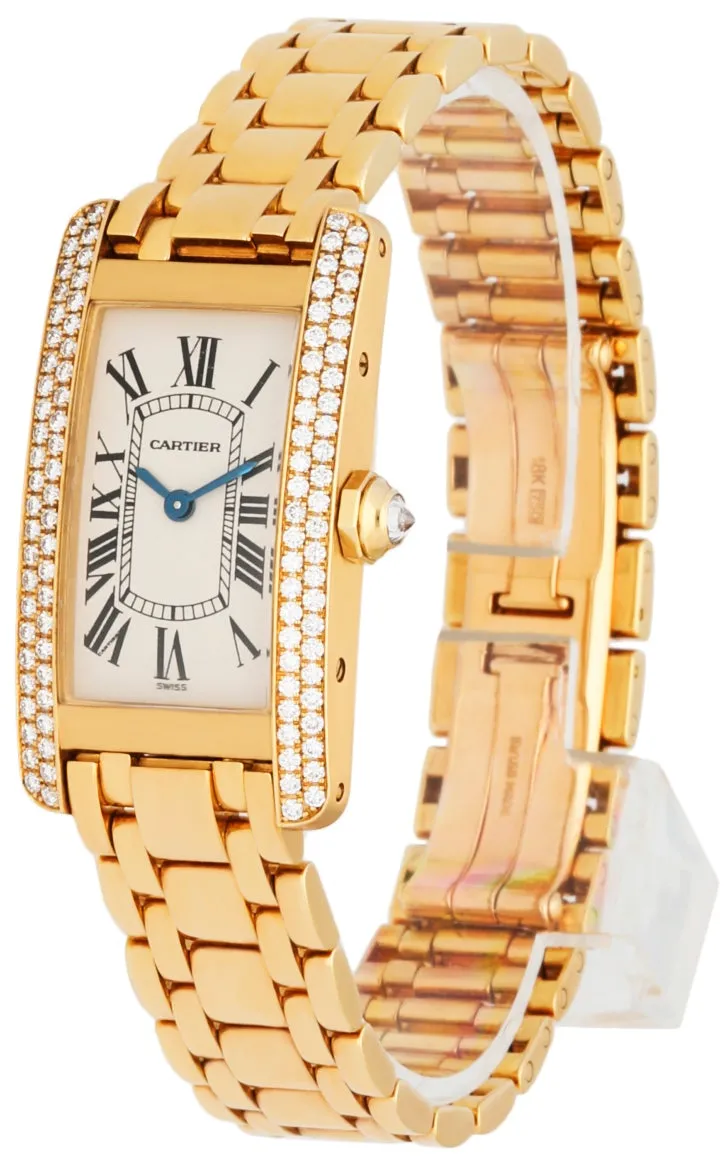 Cartier Tank Americaine 1710 18K Yellow Gold Diamond Bezel Ladies Watch