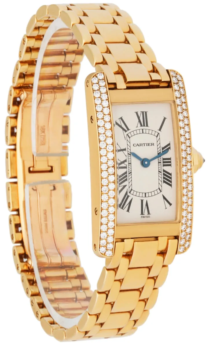 Cartier Tank Americaine 1710 18K Yellow Gold Diamond Bezel Ladies Watch