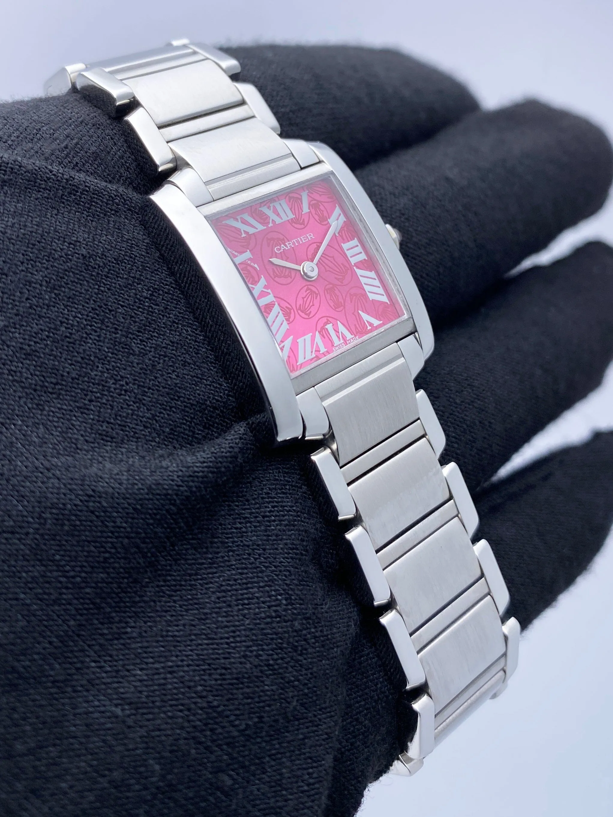 Cartier Tank Francaise W51030Q3 Raspberry Dial Steel Ladies Watch