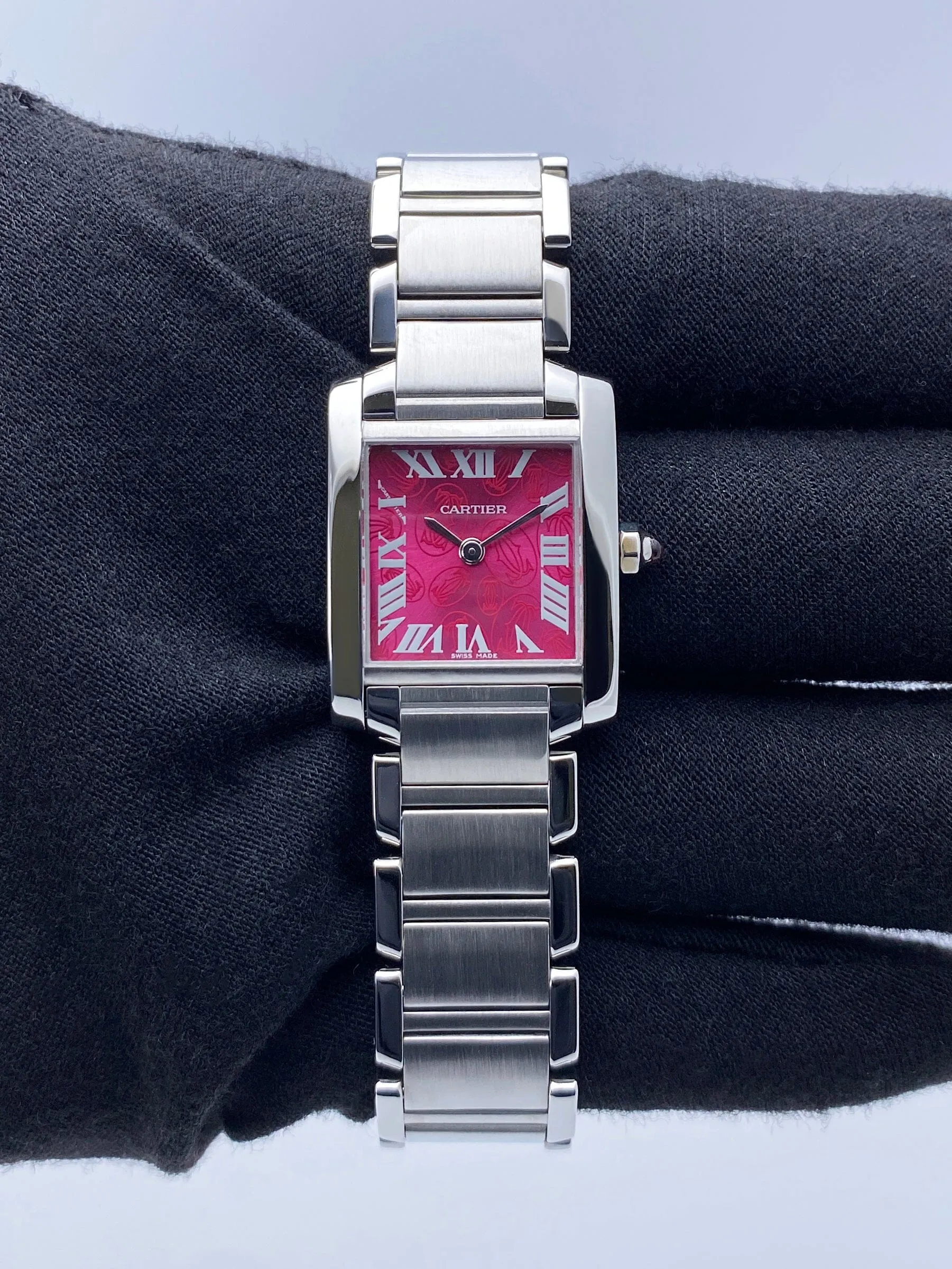 Cartier Tank Francaise W51030Q3 Raspberry Dial Steel Ladies Watch