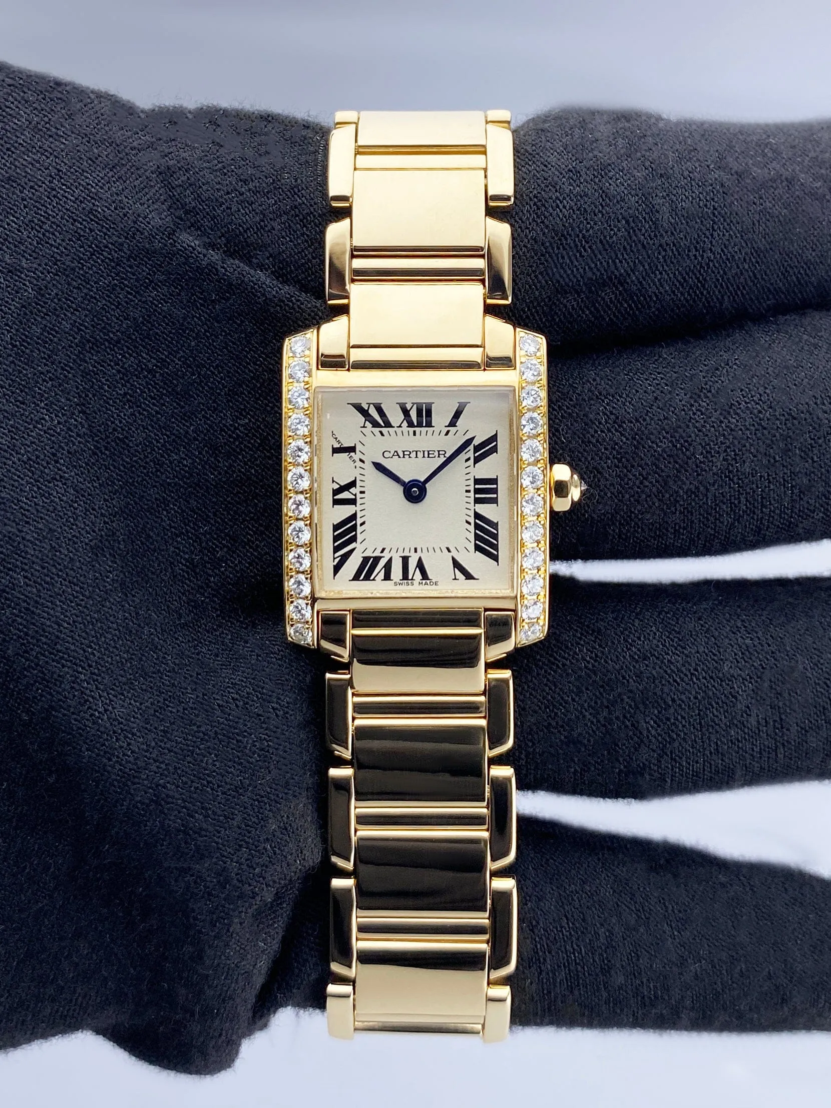Cartier Tank Francaise WE1001R8 Diamond 18k Yellow Gold Ladies Watch