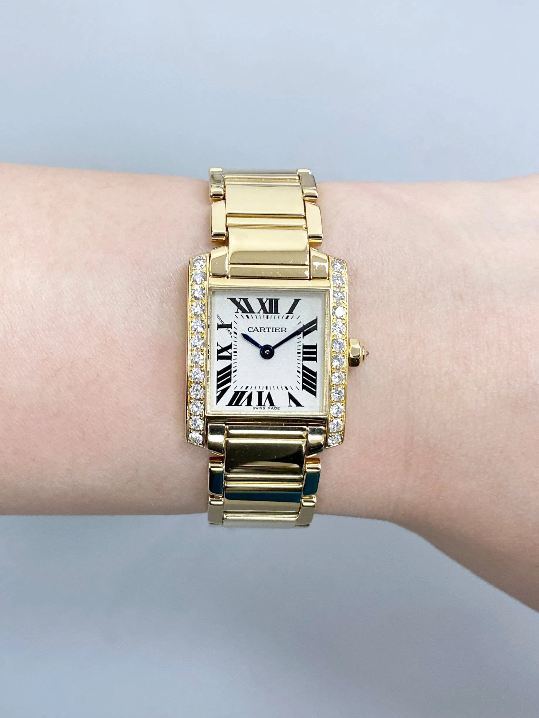 Cartier Tank Francaise WE1001R8 Diamond 18k Yellow Gold Ladies Watch