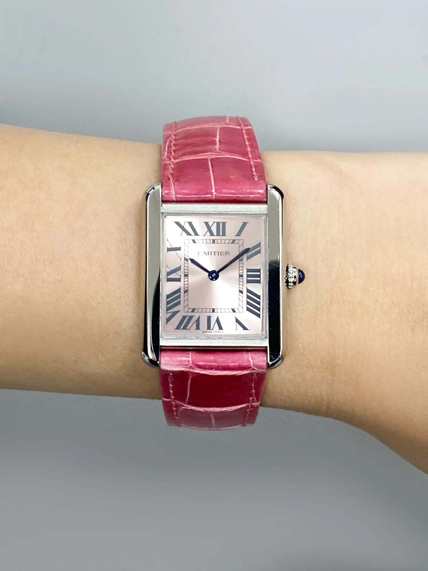 Cartier Tank Solo W5200000 Pink Dial Ladies Watch Box Papers
