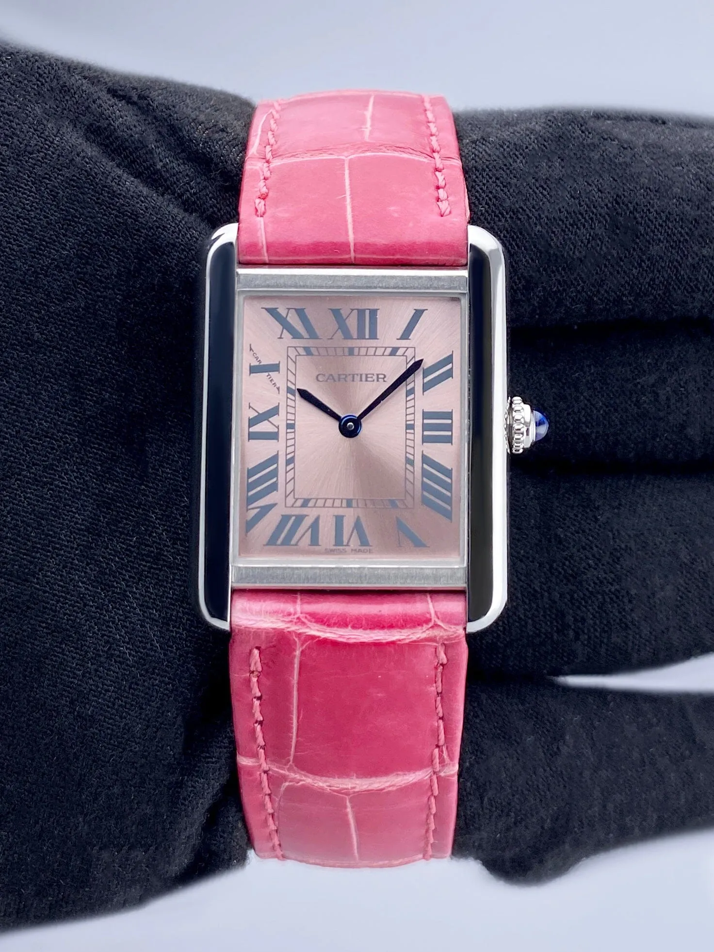 Cartier Tank Solo W5200000 Pink Dial Ladies Watch Box Papers