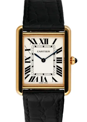 Cartier Tank Solo W5200004 / 2742 18K Yellow Gold Mens Watch