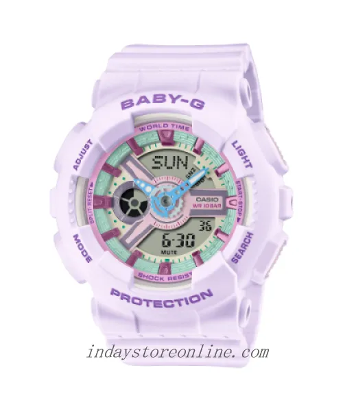 Casio Baby-G Women's Watch BA-110XPM-6A Resin Band Mineral Glass Shock Resistant