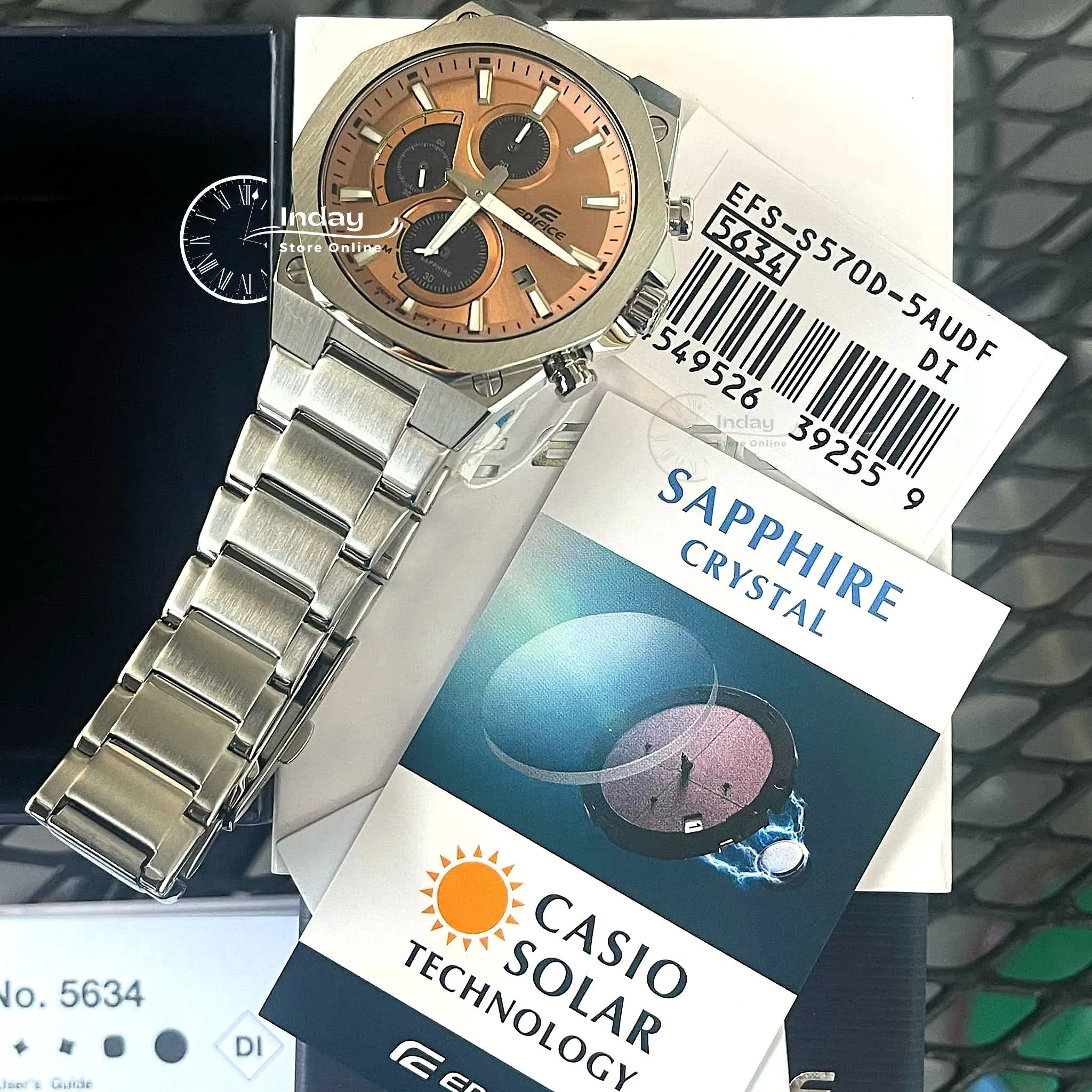 Casio Edifice Men's Watch EFS-S570D-5A Slim Line with Sapphire Crystal Solar Powered
