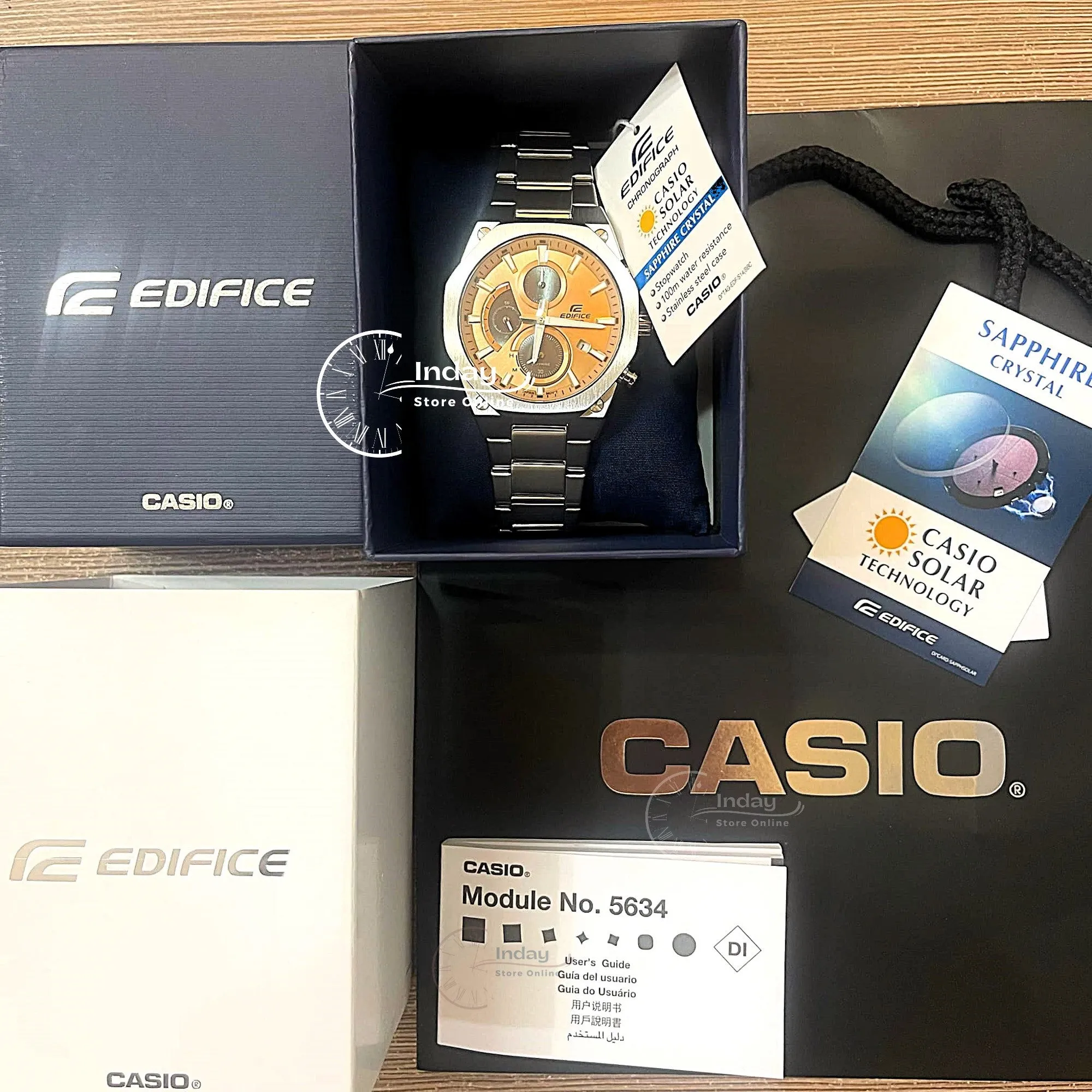 Casio Edifice Men's Watch EFS-S570D-5A Slim Line with Sapphire Crystal Solar Powered