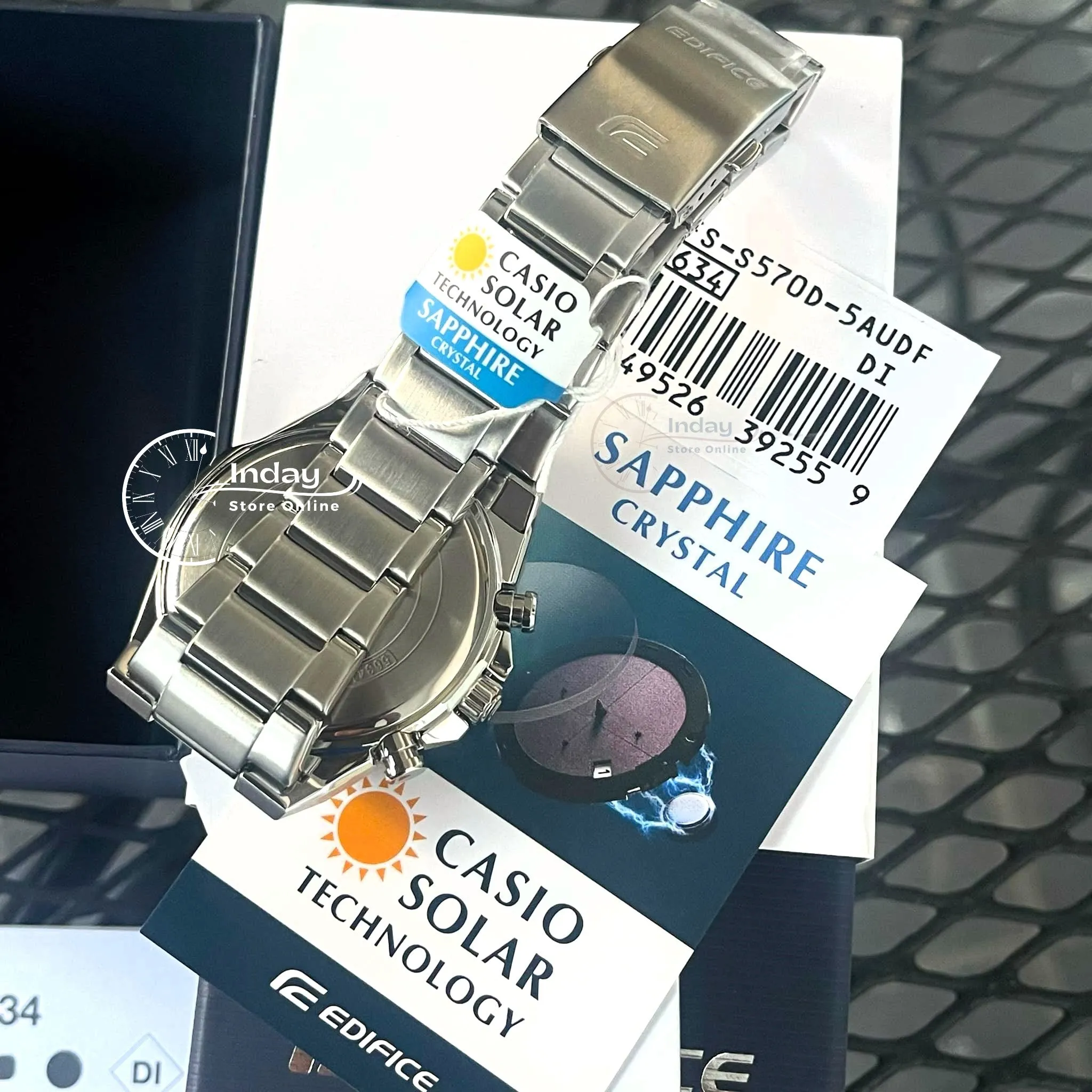 Casio Edifice Men's Watch EFS-S570D-5A Slim Line with Sapphire Crystal Solar Powered