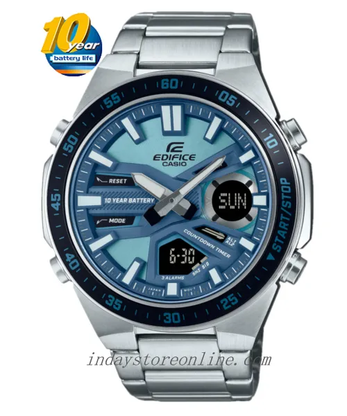 Casio Edifice Men's Watch EFV-C110D-2B Analog-Digital Stainless Steel Band Mineral Glass Battery Life: 10 years