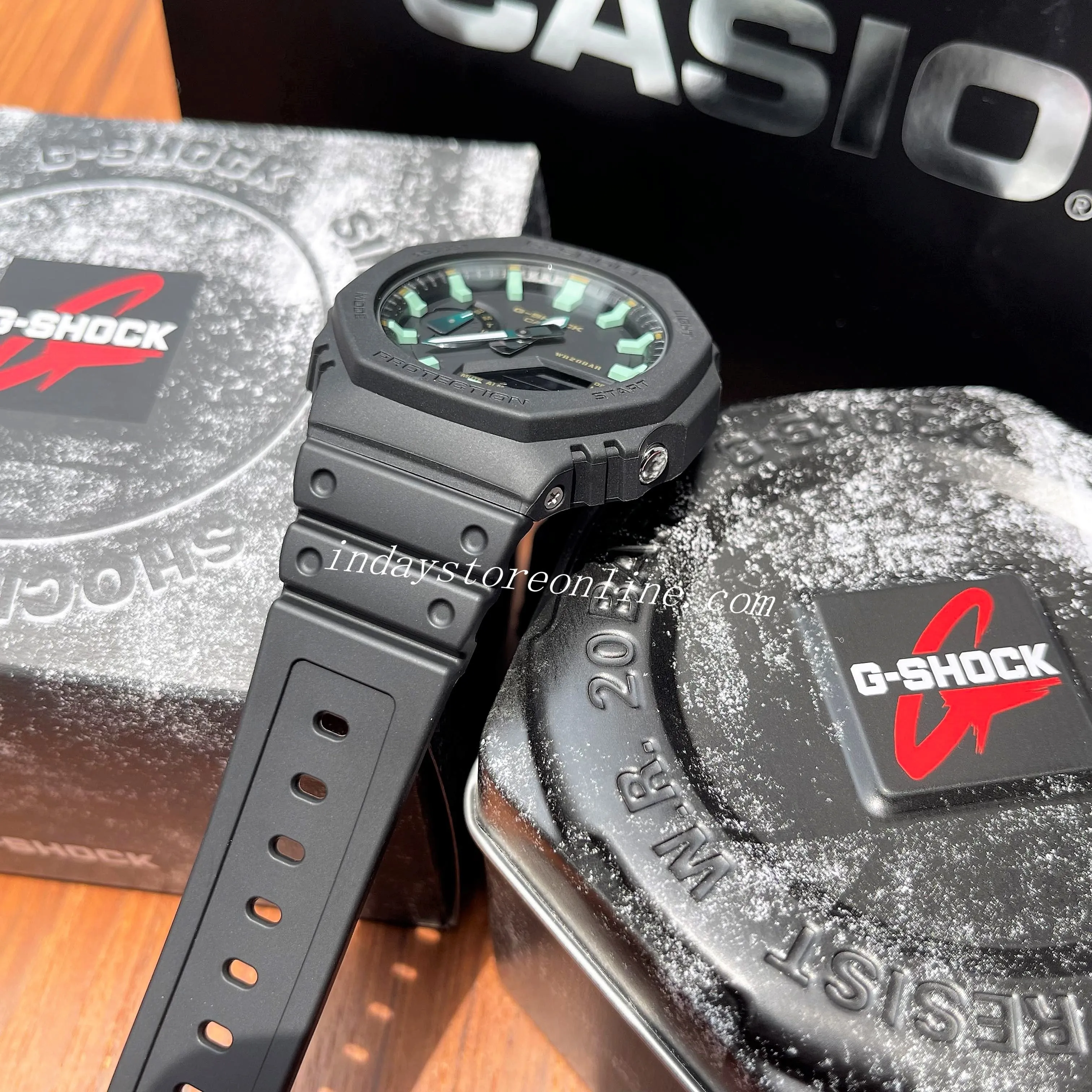Casio G-Shock Men's Watch GA-2100RC-1A Analog-Digital 2100 Series Rusted Metal Design Neoclassic Black