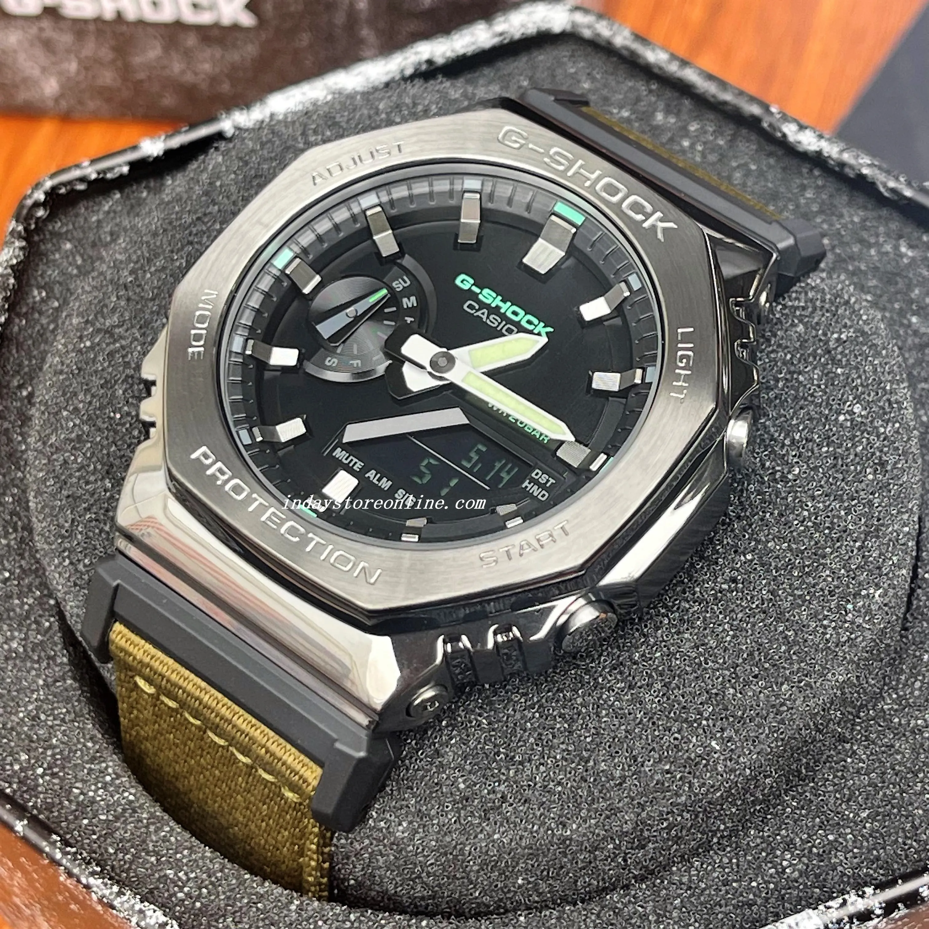 Casio G-Shock Men's Watch GM-2100CB-3A Analog-Digital Cloth Band Shock Resistant Mineral Glass