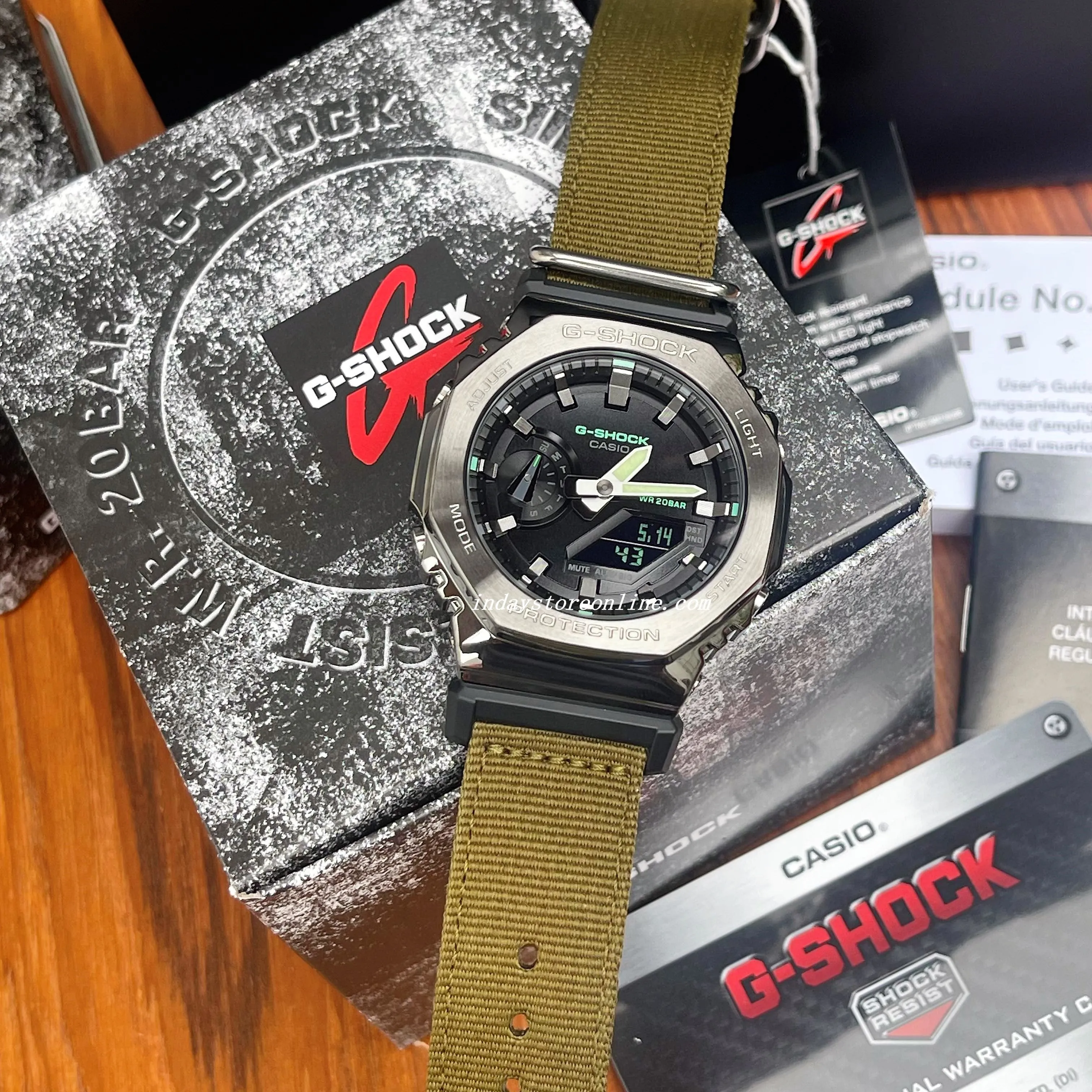Casio G-Shock Men's Watch GM-2100CB-3A Analog-Digital Cloth Band Shock Resistant Mineral Glass