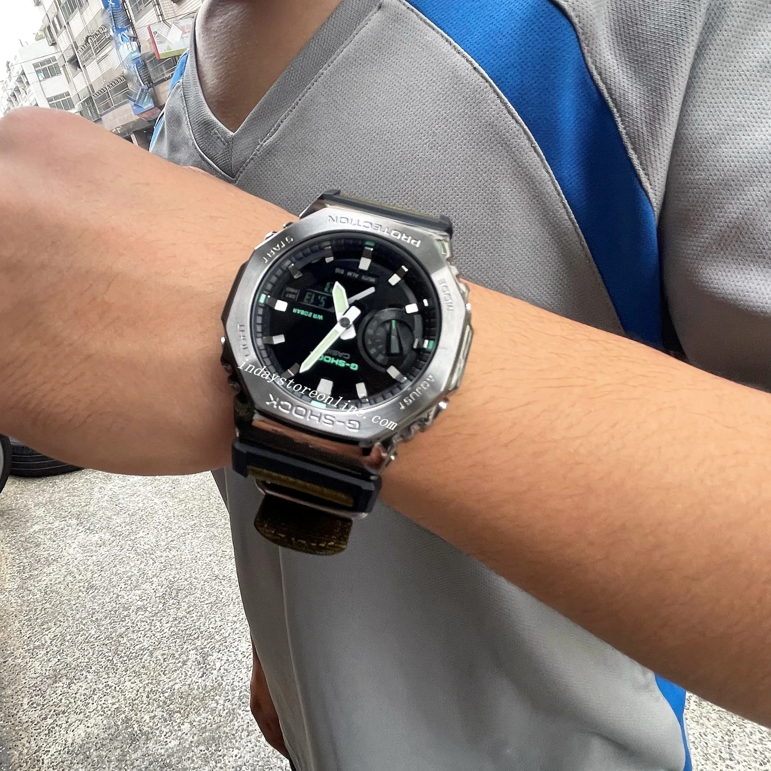 Casio G-Shock Men's Watch GM-2100CB-3A Analog-Digital Cloth Band Shock Resistant Mineral Glass