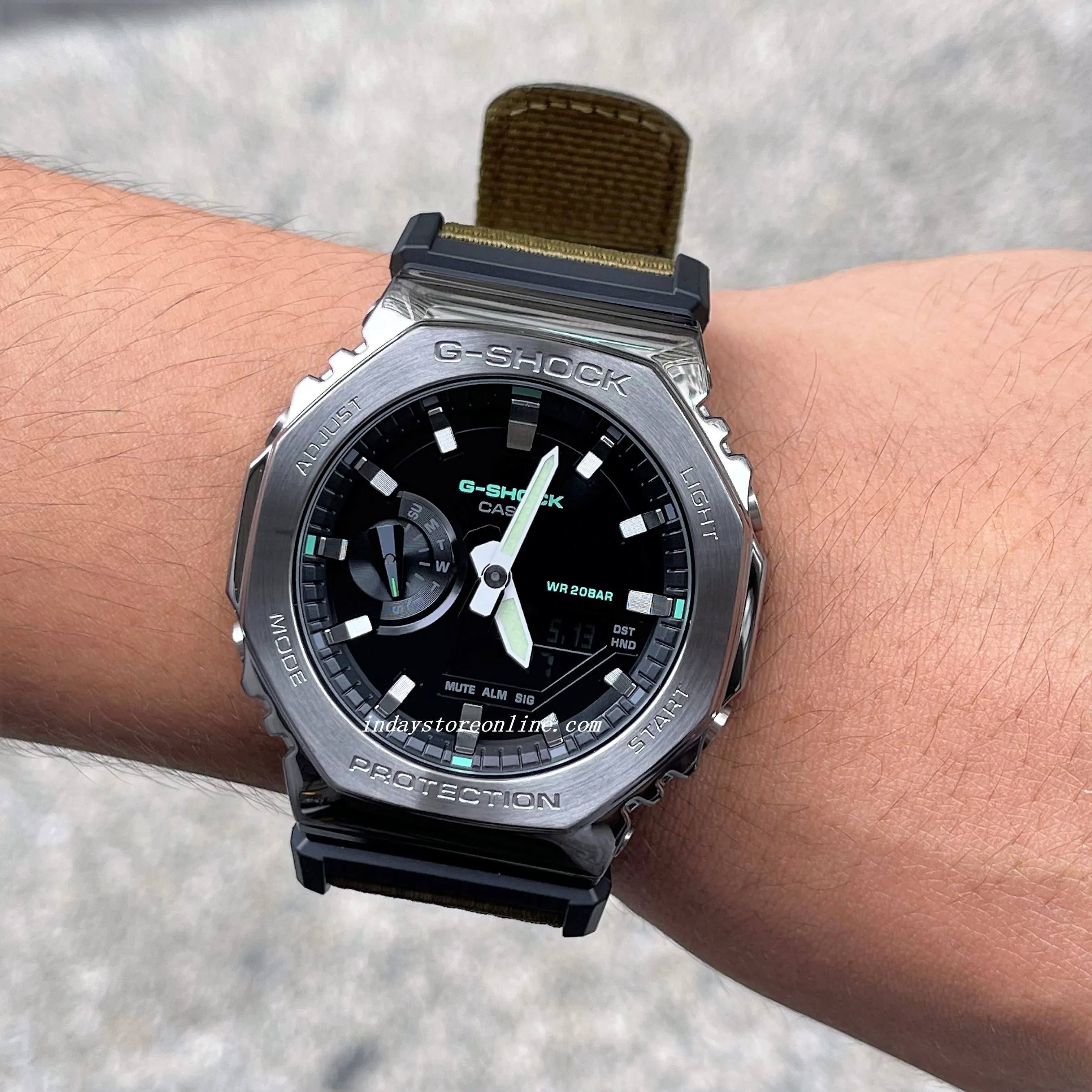 Casio G-Shock Men's Watch GM-2100CB-3A Analog-Digital Cloth Band Shock Resistant Mineral Glass