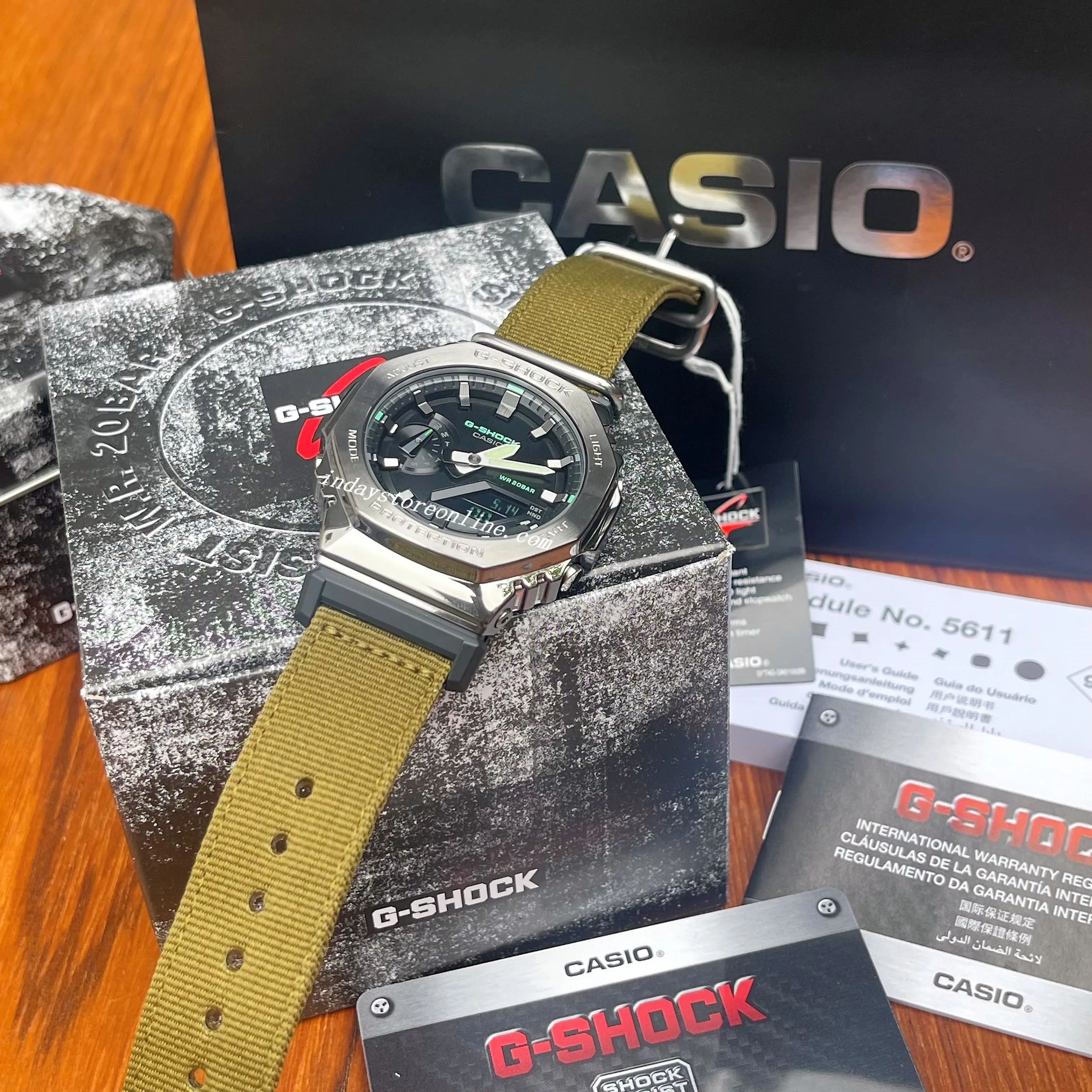 Casio G-Shock Men's Watch GM-2100CB-3A Analog-Digital Cloth Band Shock Resistant Mineral Glass