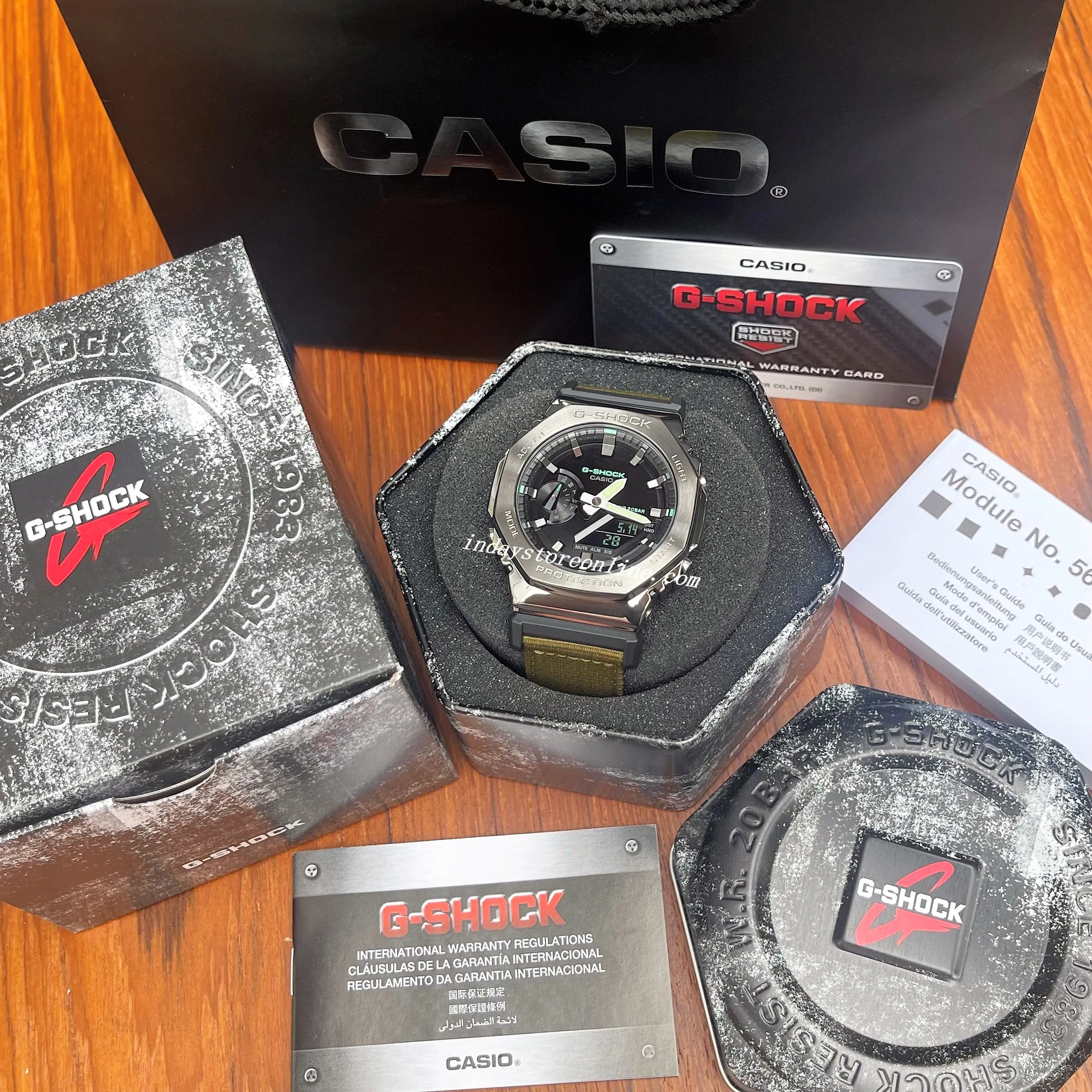 Casio G-Shock Men's Watch GM-2100CB-3A Analog-Digital Cloth Band Shock Resistant Mineral Glass