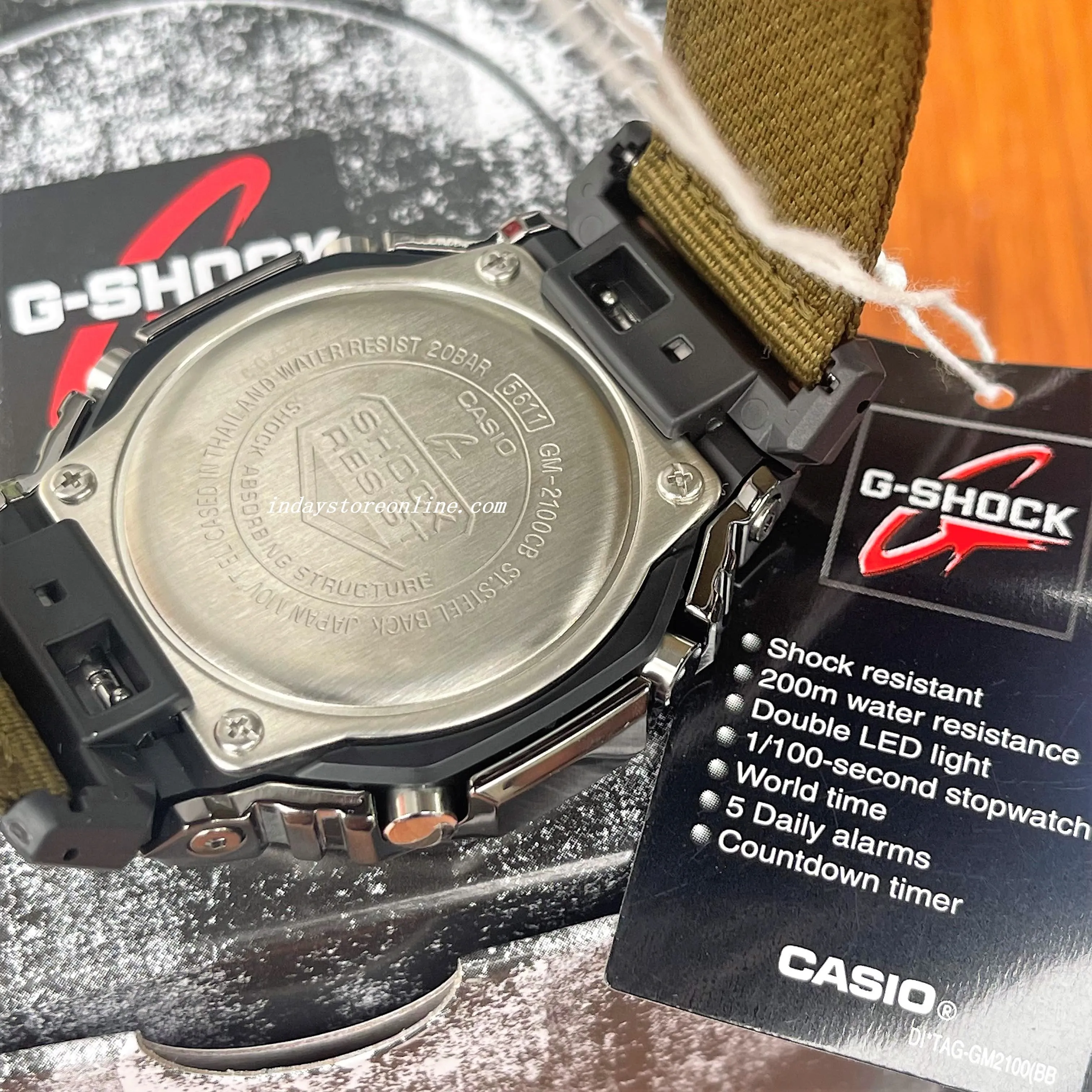 Casio G-Shock Men's Watch GM-2100CB-3A Analog-Digital Cloth Band Shock Resistant Mineral Glass