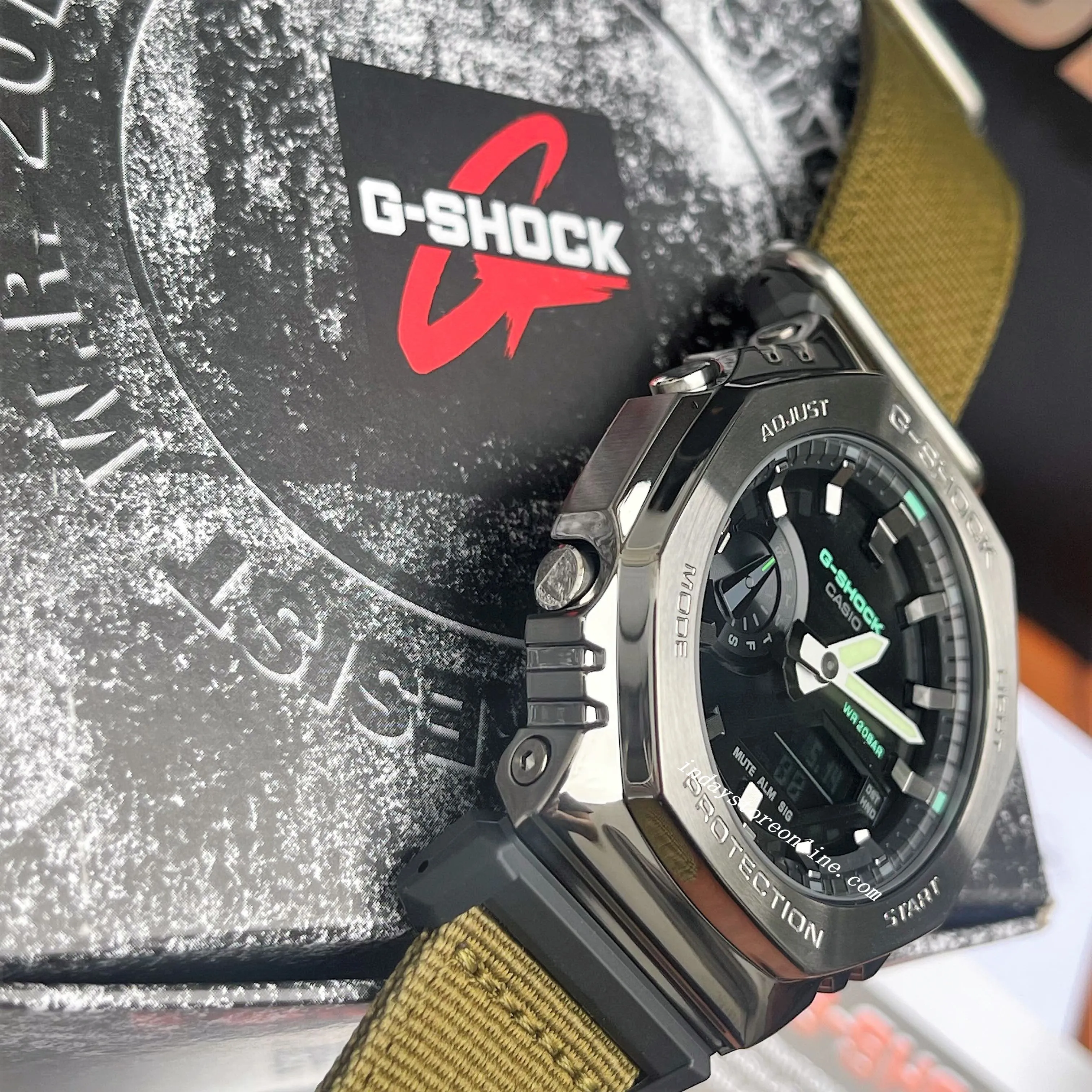 Casio G-Shock Men's Watch GM-2100CB-3A Analog-Digital Cloth Band Shock Resistant Mineral Glass