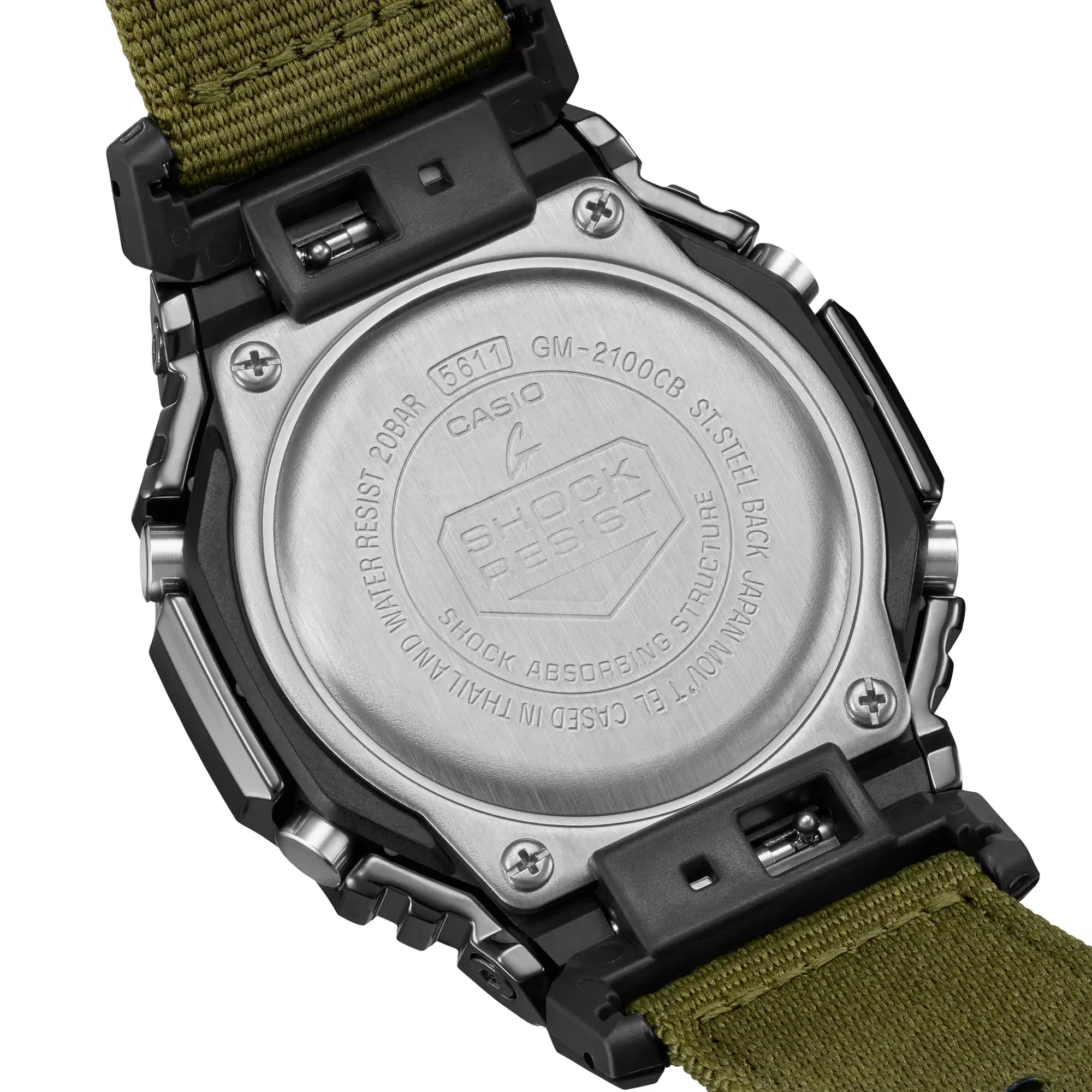 Casio G-Shock Metal Bezel CasiOak GM2100CB-3A GM2100 Ultility Watch Green Canvas