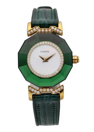 Century 19249 Diamond & Emerald 18K Yellow Gold Ladies Watch