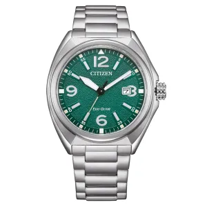 Citizen AW1571-76X Eco-Drive Sports: Green Dial Steel Bracelet