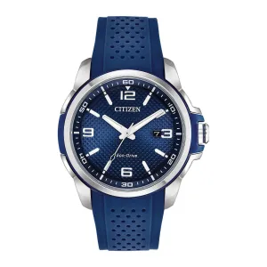 Citizen Drive Mens Eco Drive Stainless Steel Blue Rubber Strap Watch