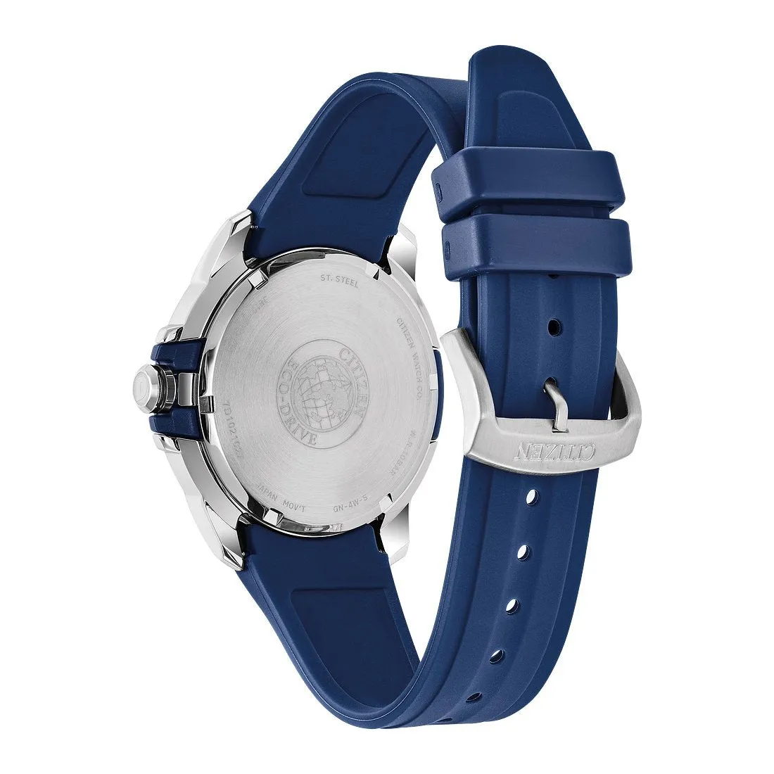 Citizen Drive Mens Eco Drive Stainless Steel Blue Rubber Strap Watch