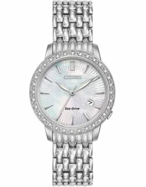 Citizen Eco-Drive Ladies 32 Diamond Dress Watch - Mother Of Pearl Dial - Date