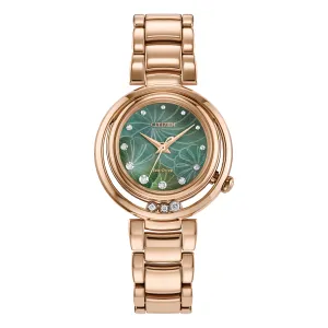 Citizen L Arcly Diamond Ladies Eco Drive Stainless Steel Green Dial Watch