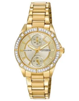 Citizen Ladies Crystal DRIVE POV Eco-Drive - Champagne Dial - Gold-Tone