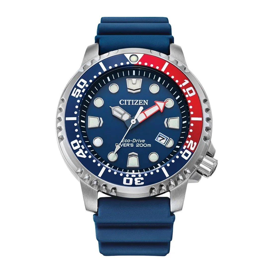 Citizen Promaster Diver Mens Eco Drive Stainless Steel Blue Dial Rubber Strap Watch