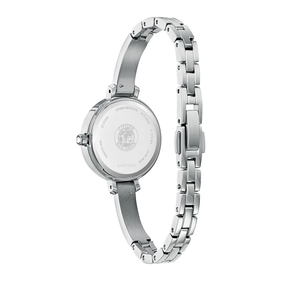 Citizen Silhouette Crystal Ladies Eco Drive Stainless Steel Mother of Pearl Dial Watch