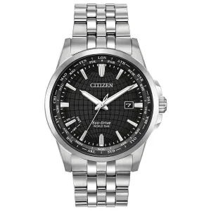 Citizen World Time Black Dial Stainless Steel Men's Watch BX1000-57E