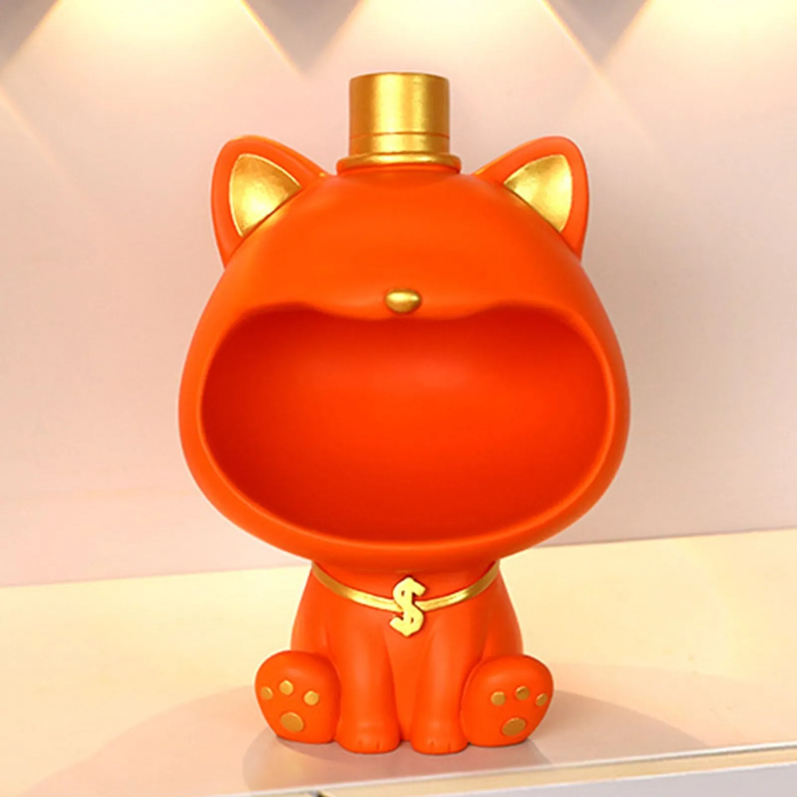 Cool Cat Statue Decor Desktop Organizer Big Mouth Cat Sculpture Storage Box Animal Resin Sculputre Figurine Home Decor Craft