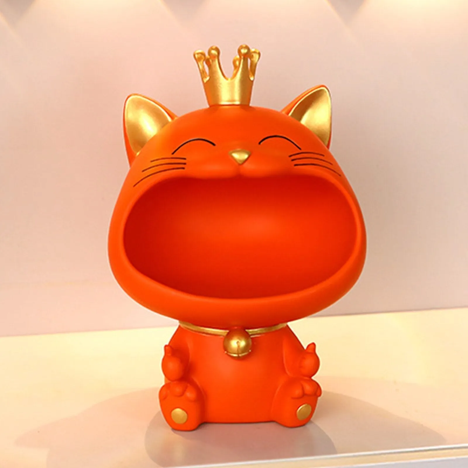 Cool Cat Statue Decor Desktop Organizer Big Mouth Cat Sculpture Storage Box Animal Resin Sculputre Figurine Home Decor Craft