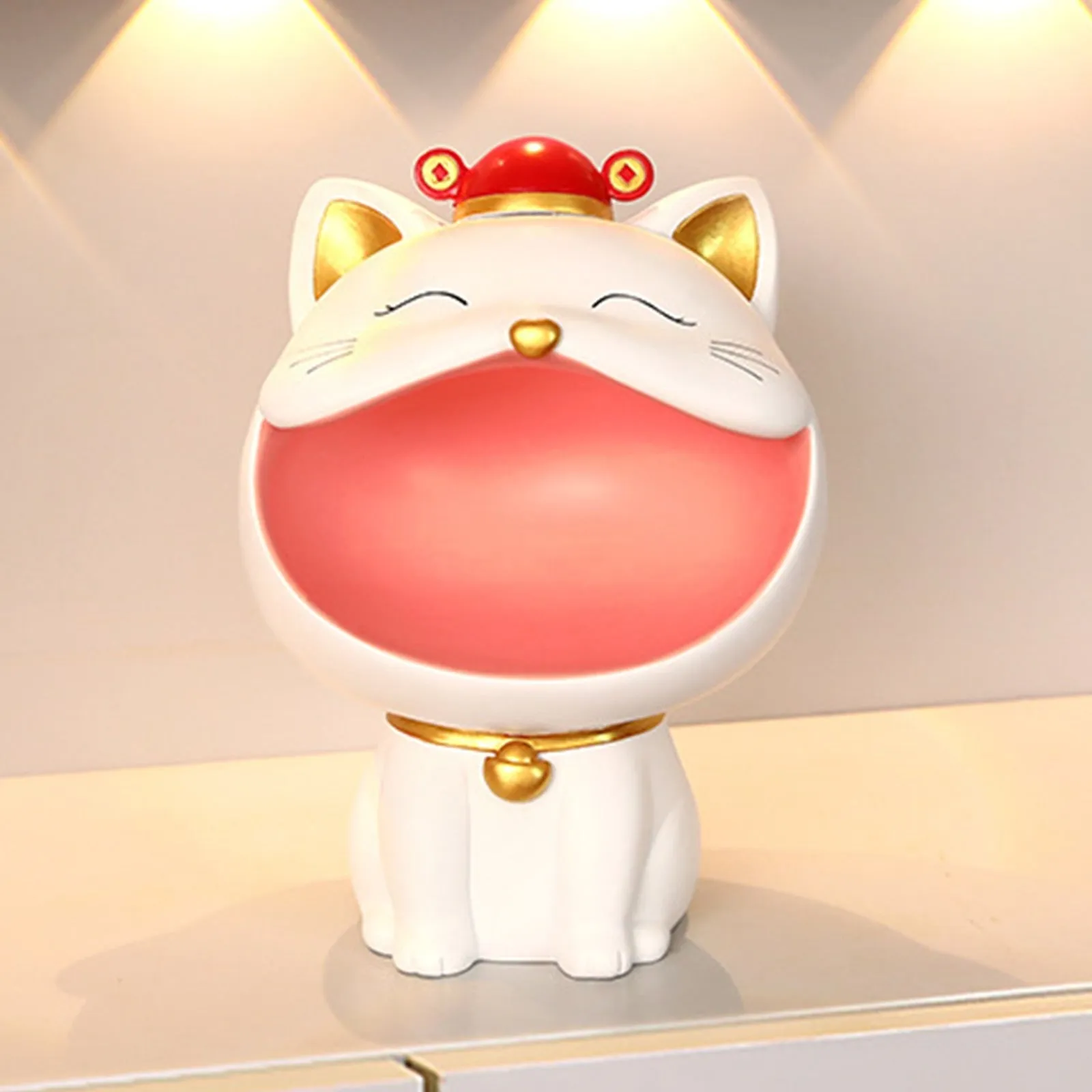Cool Cat Statue Decor Desktop Organizer Big Mouth Cat Sculpture Storage Box Animal Resin Sculputre Figurine Home Decor Craft