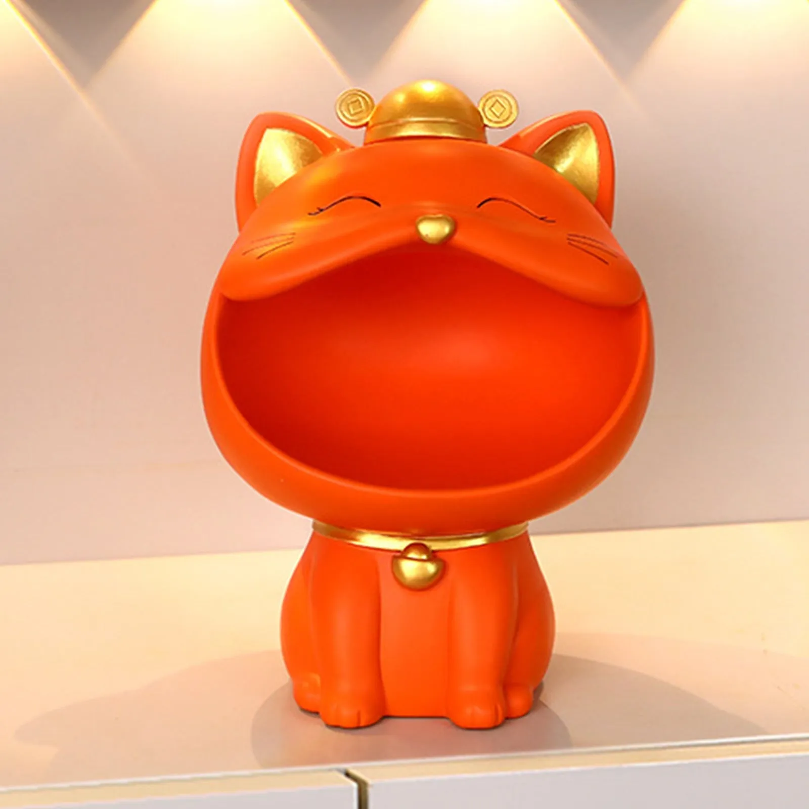 Cool Cat Statue Decor Desktop Organizer Big Mouth Cat Sculpture Storage Box Animal Resin Sculputre Figurine Home Decor Craft