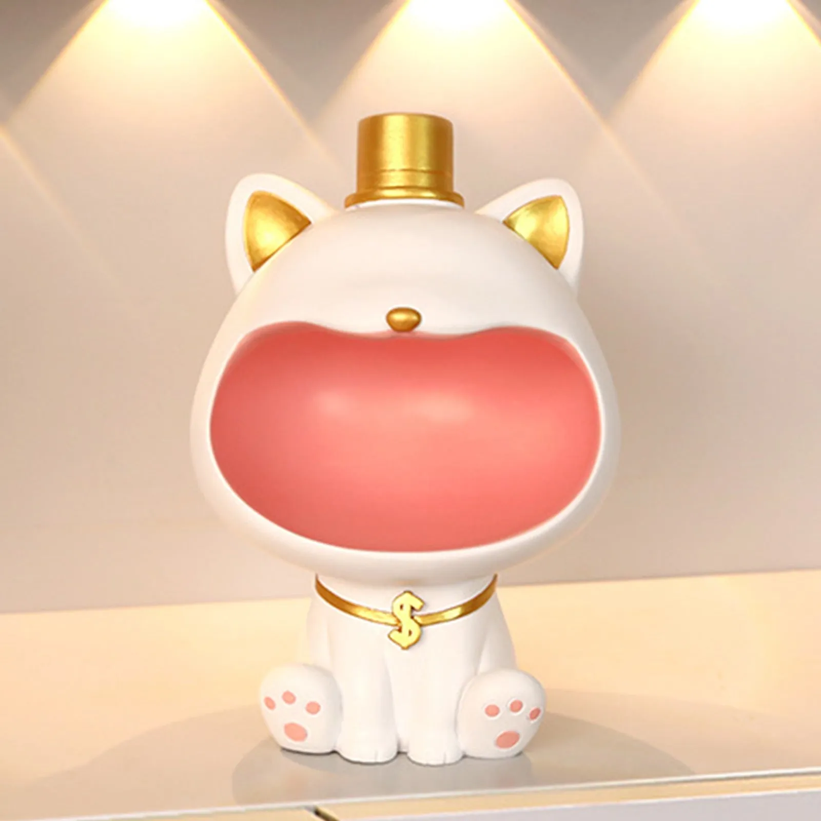 Cool Cat Statue Decor Desktop Organizer Big Mouth Cat Sculpture Storage Box Animal Resin Sculputre Figurine Home Decor Craft