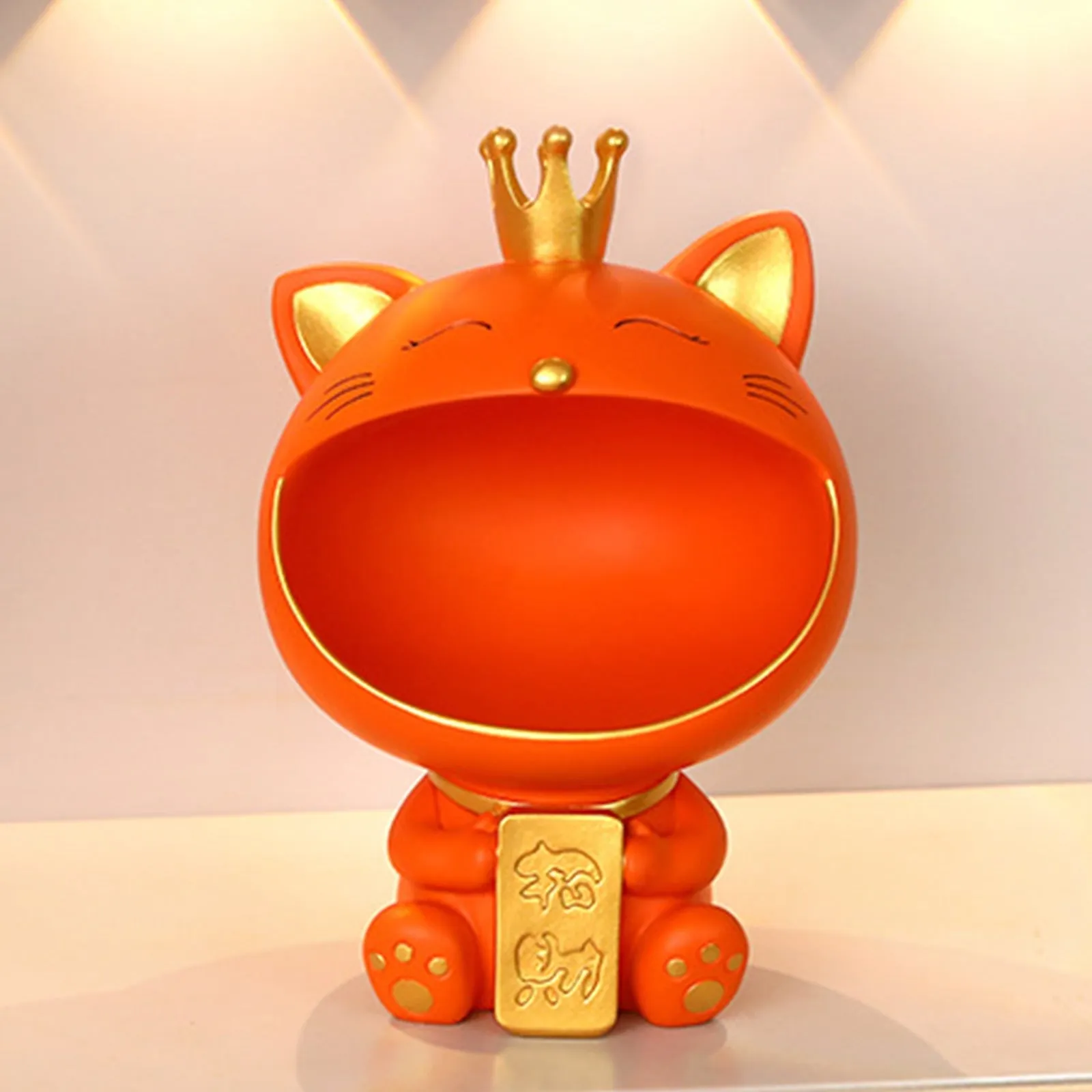 Cool Cat Statue Decor Desktop Organizer Big Mouth Cat Sculpture Storage Box Animal Resin Sculputre Figurine Home Decor Craft