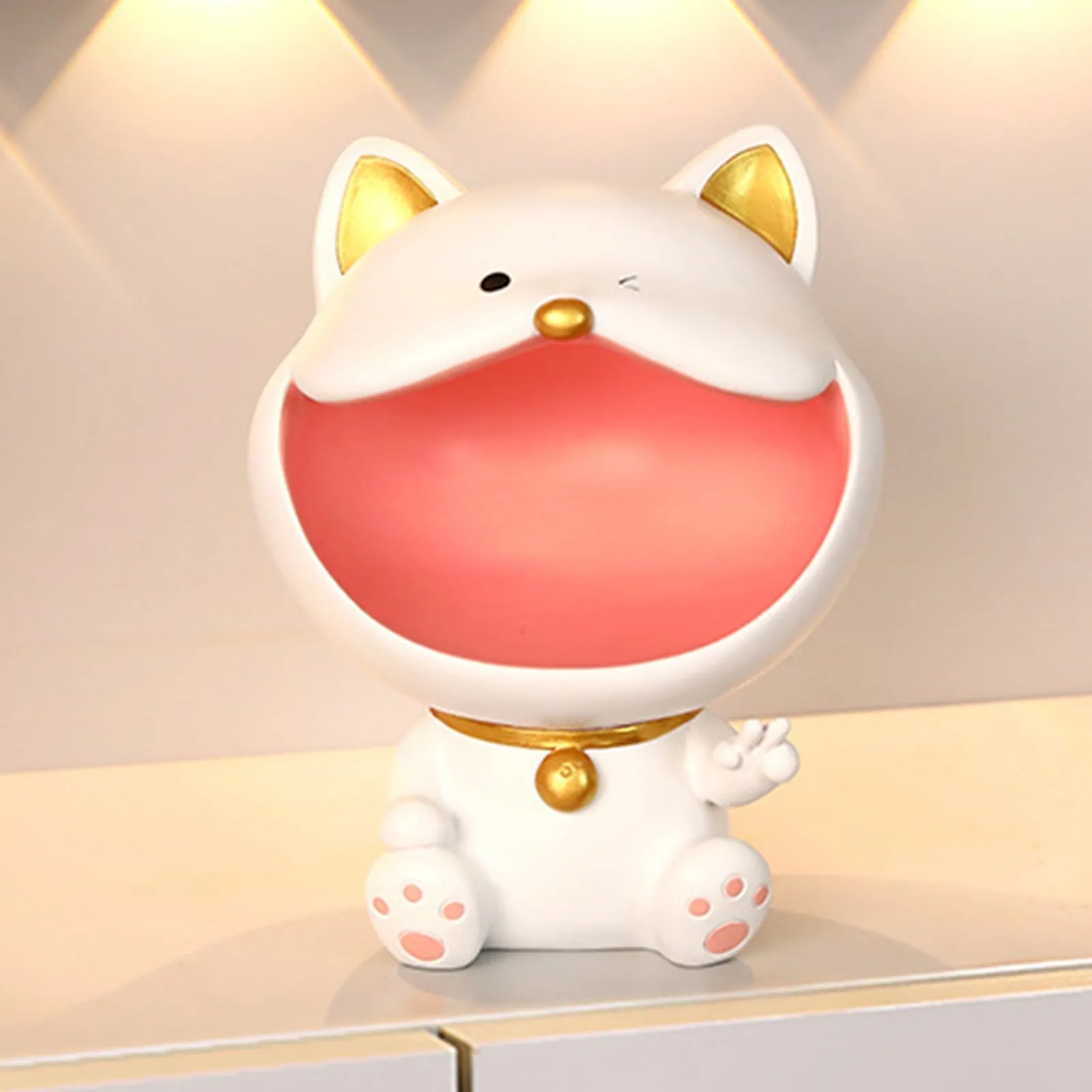 Cool Cat Statue Decor Desktop Organizer Big Mouth Cat Sculpture Storage Box Animal Resin Sculputre Figurine Home Decor Craft