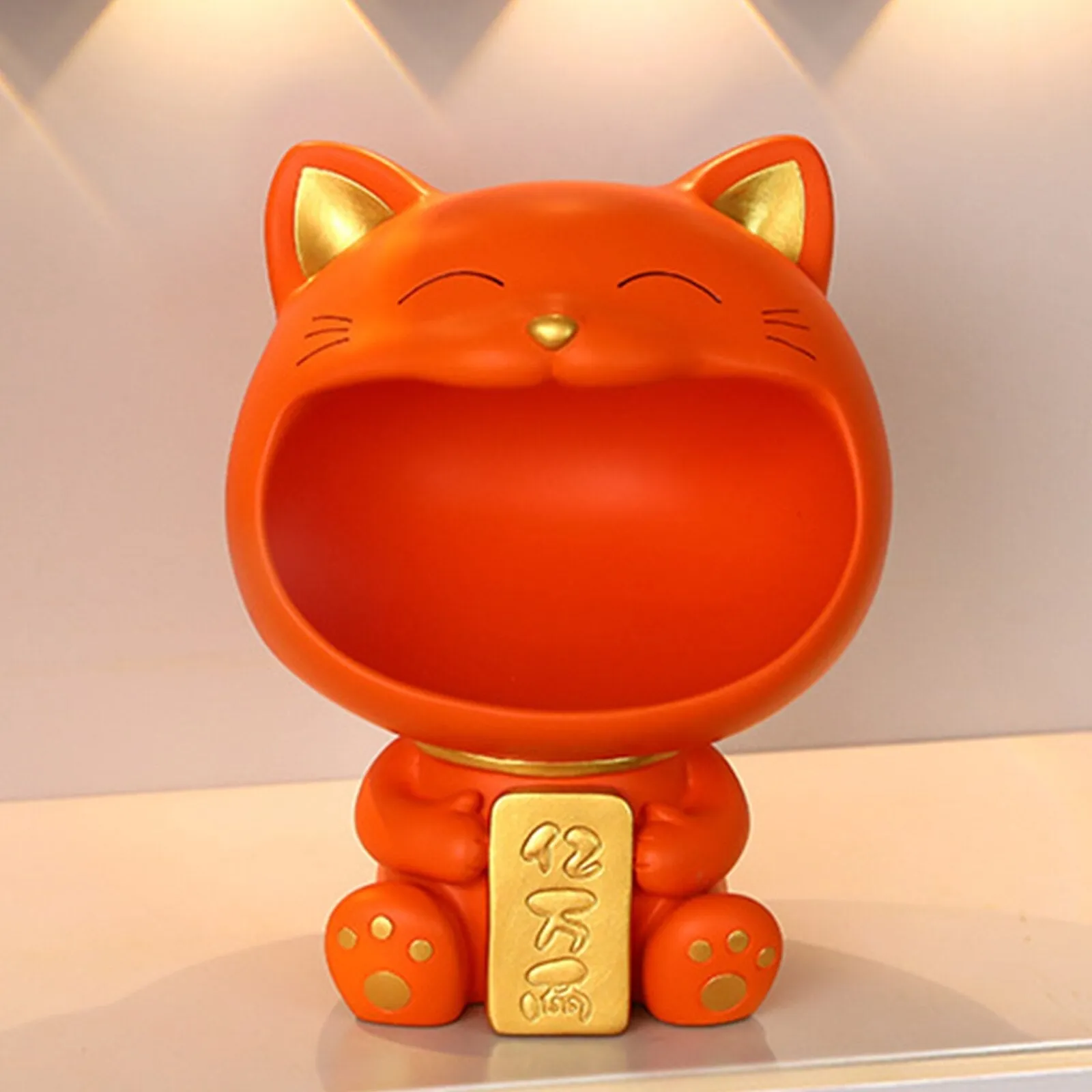 Cool Cat Statue Decor Desktop Organizer Big Mouth Cat Sculpture Storage Box Animal Resin Sculputre Figurine Home Decor Craft