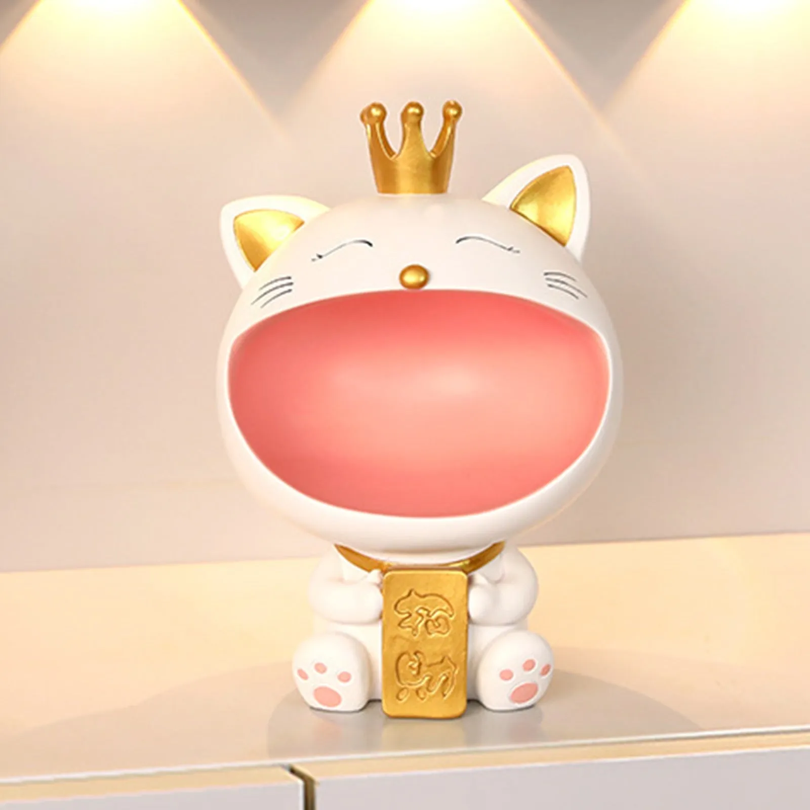 Cool Cat Statue Decor Desktop Organizer Big Mouth Cat Sculpture Storage Box Animal Resin Sculputre Figurine Home Decor Craft