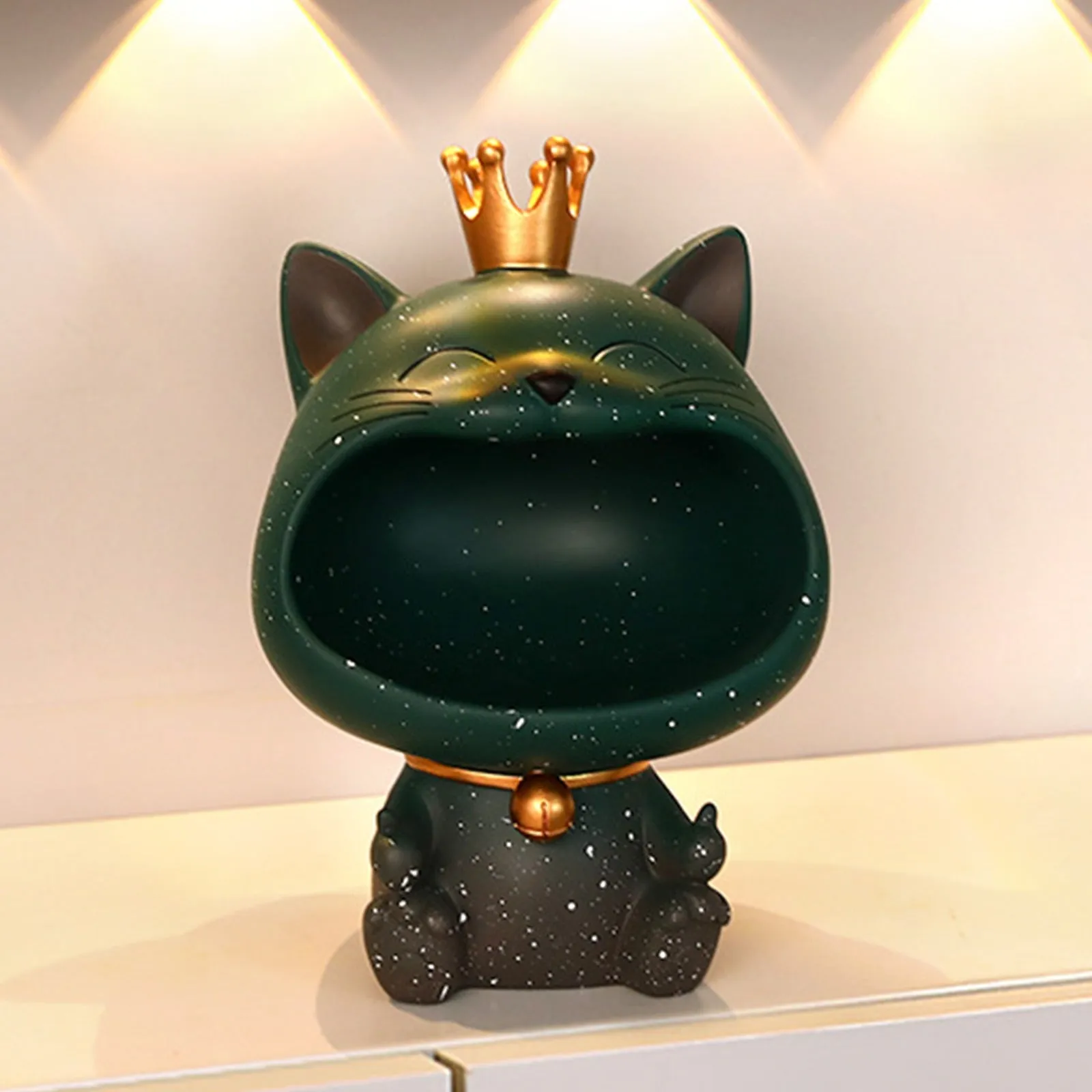 Cool Cat Statue Decor Desktop Organizer Big Mouth Cat Sculpture Storage Box Animal Resin Sculputre Figurine Home Decor Craft
