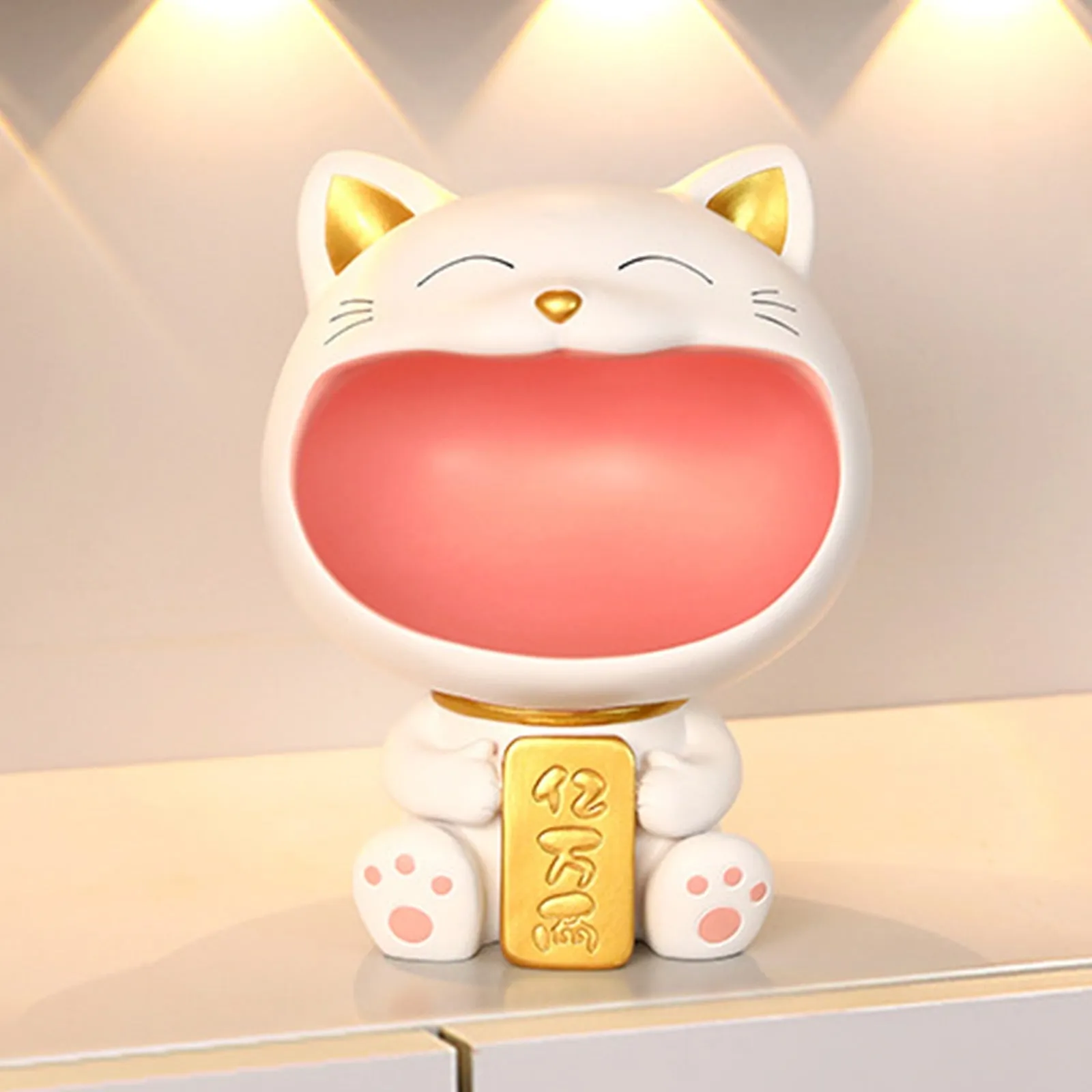 Cool Cat Statue Decor Desktop Organizer Big Mouth Cat Sculpture Storage Box Animal Resin Sculputre Figurine Home Decor Craft