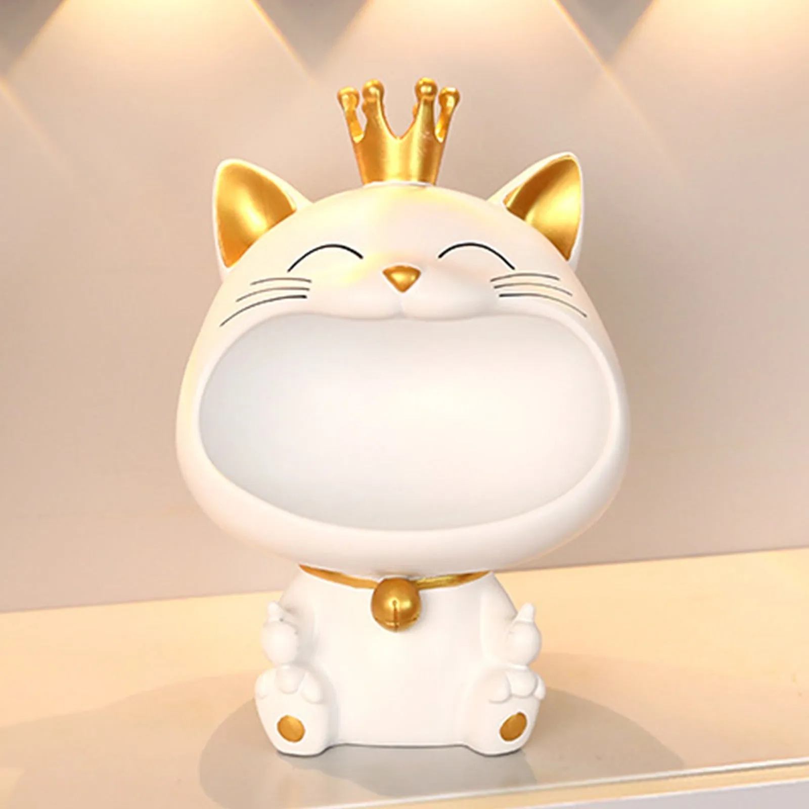 Cool Cat Statue Decor Desktop Organizer Big Mouth Cat Sculpture Storage Box Animal Resin Sculputre Figurine Home Decor Craft