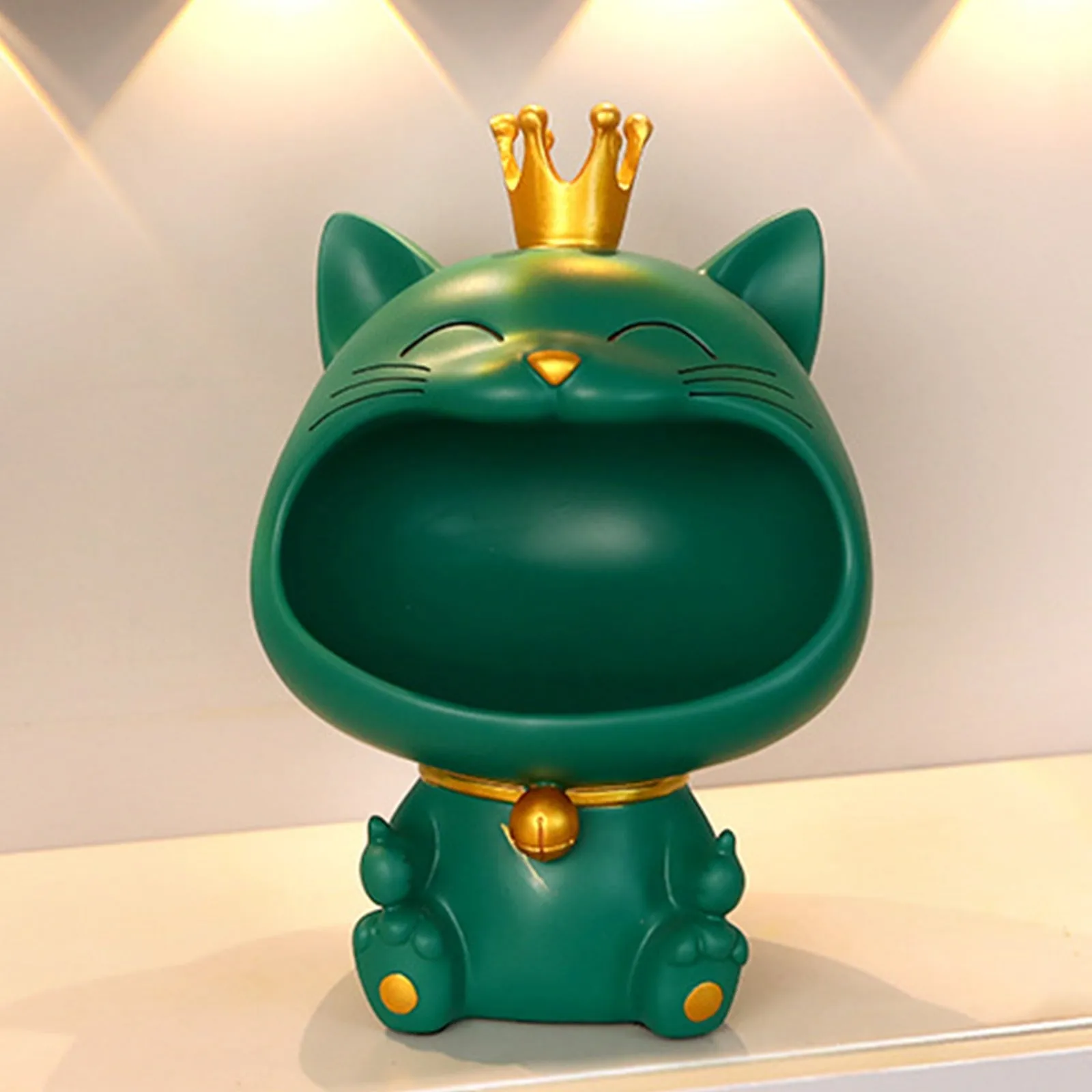 Cool Cat Statue Decor Desktop Organizer Big Mouth Cat Sculpture Storage Box Animal Resin Sculputre Figurine Home Decor Craft